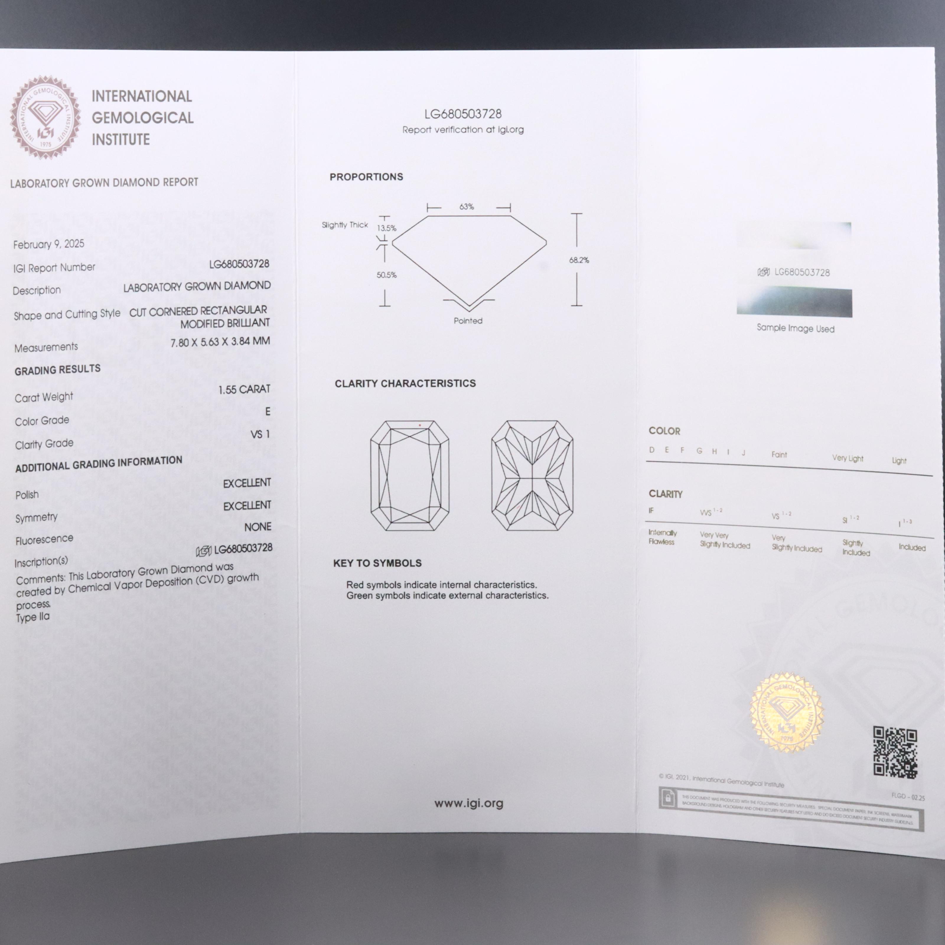 14K 1.55 CT Lab Grown Diamond Solitaire Ring with IGI Report