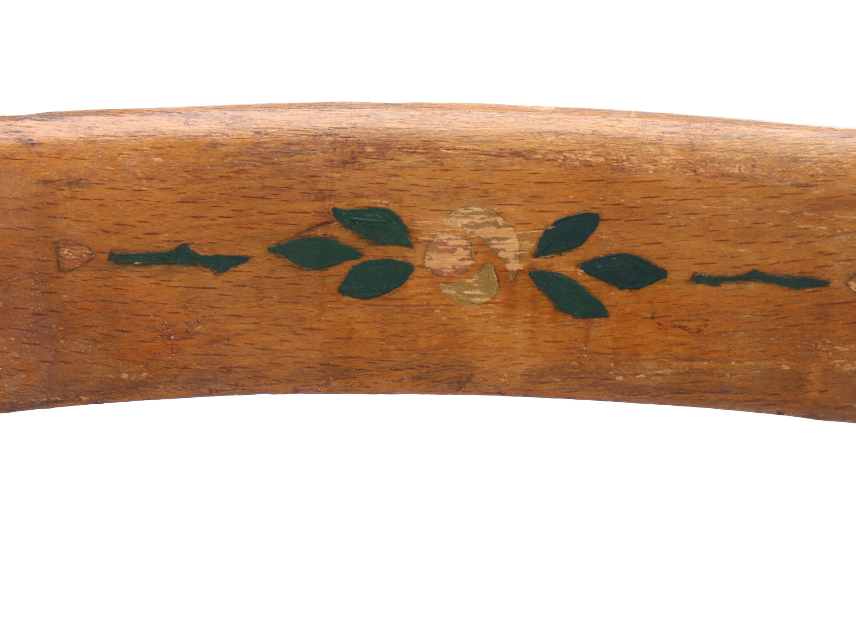 Primitive Style Stencil-Decorated Wooden Chairs with Rush Seats