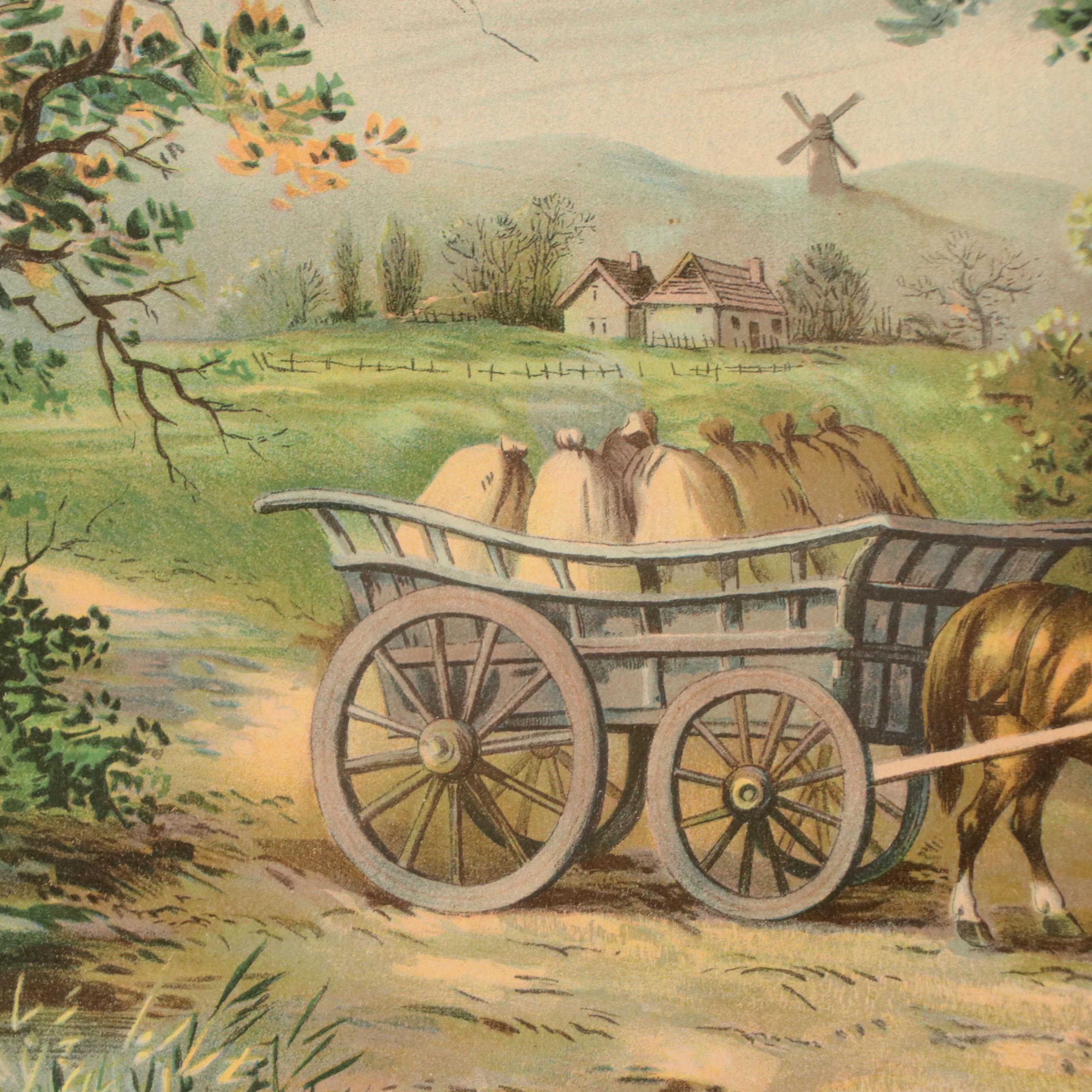 Scenic Lithograph with Inn "Heckfield, Hampshire," Late 19th Century