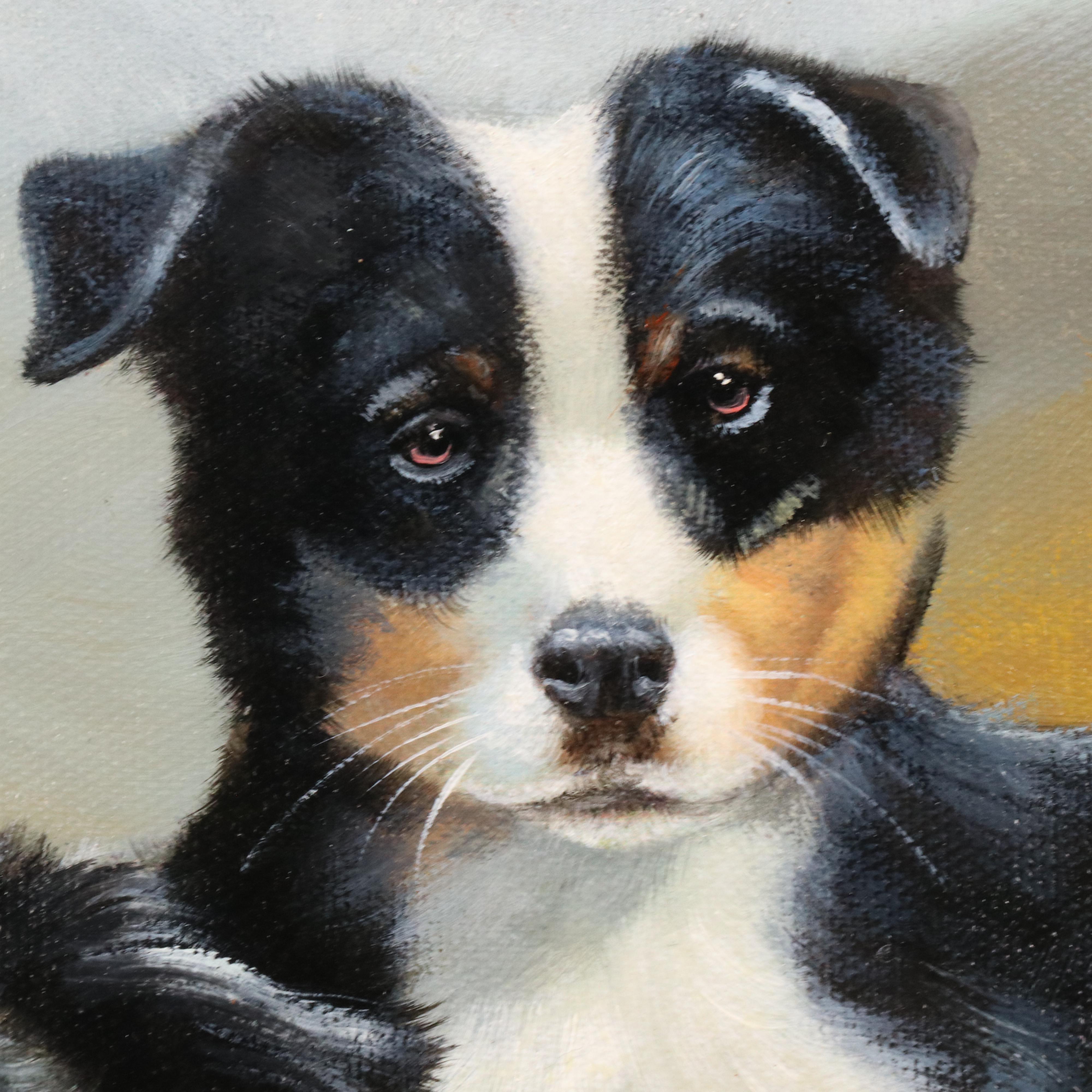 Castello Oil Painting of Border Collies After John Trickett, 21st Century