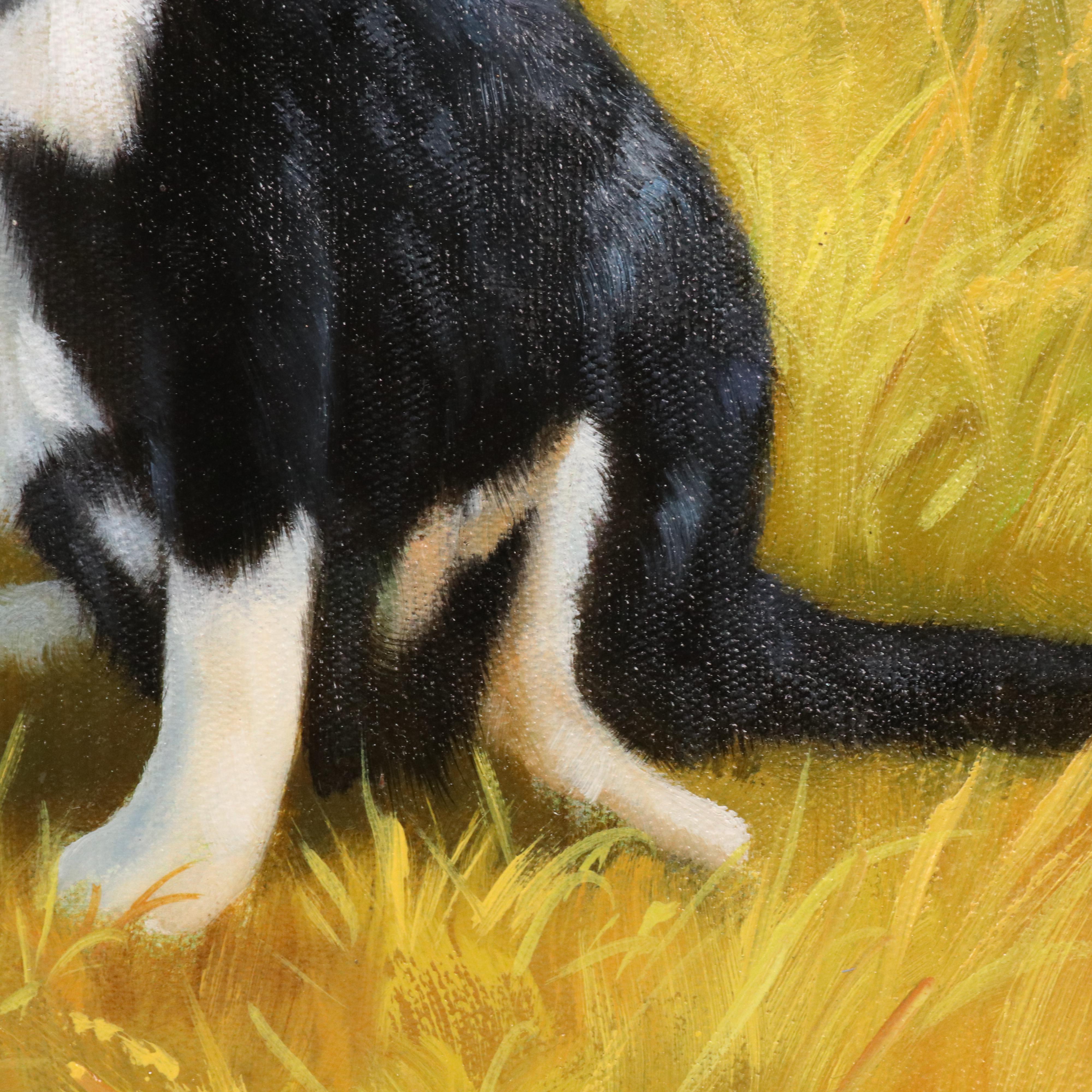 Castello Oil Painting of Border Collies After John Trickett, 21st Century