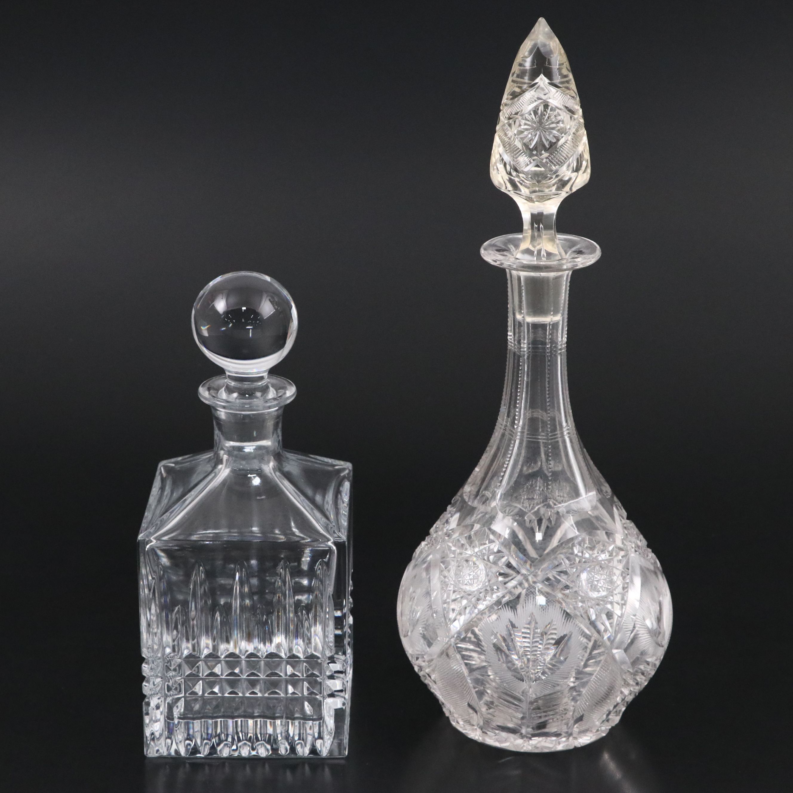 Waterford and Other American Brilliant Cut Crystal Decanters