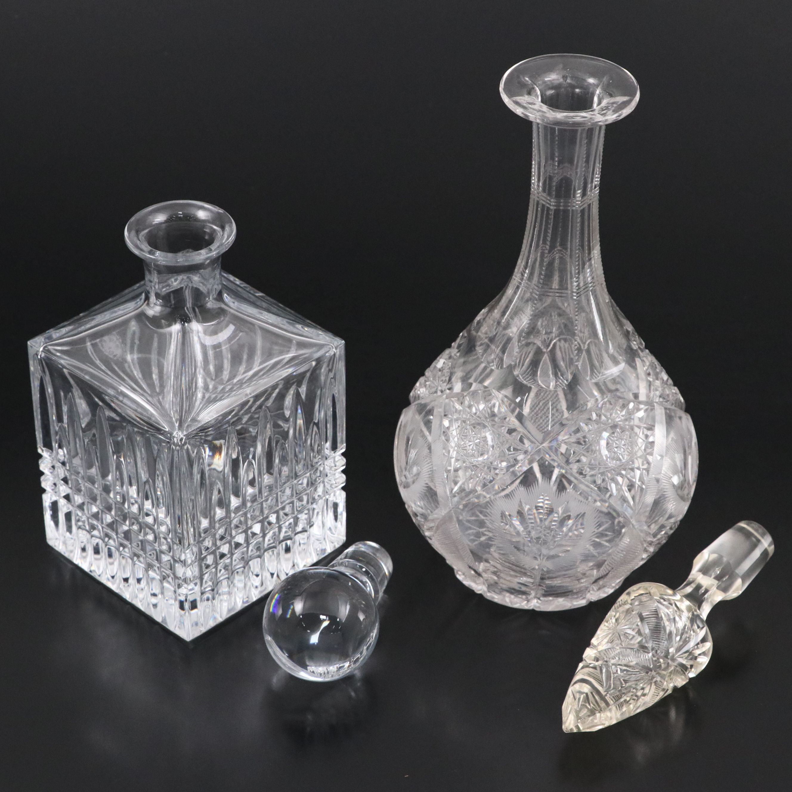 Waterford and Other American Brilliant Cut Crystal Decanters