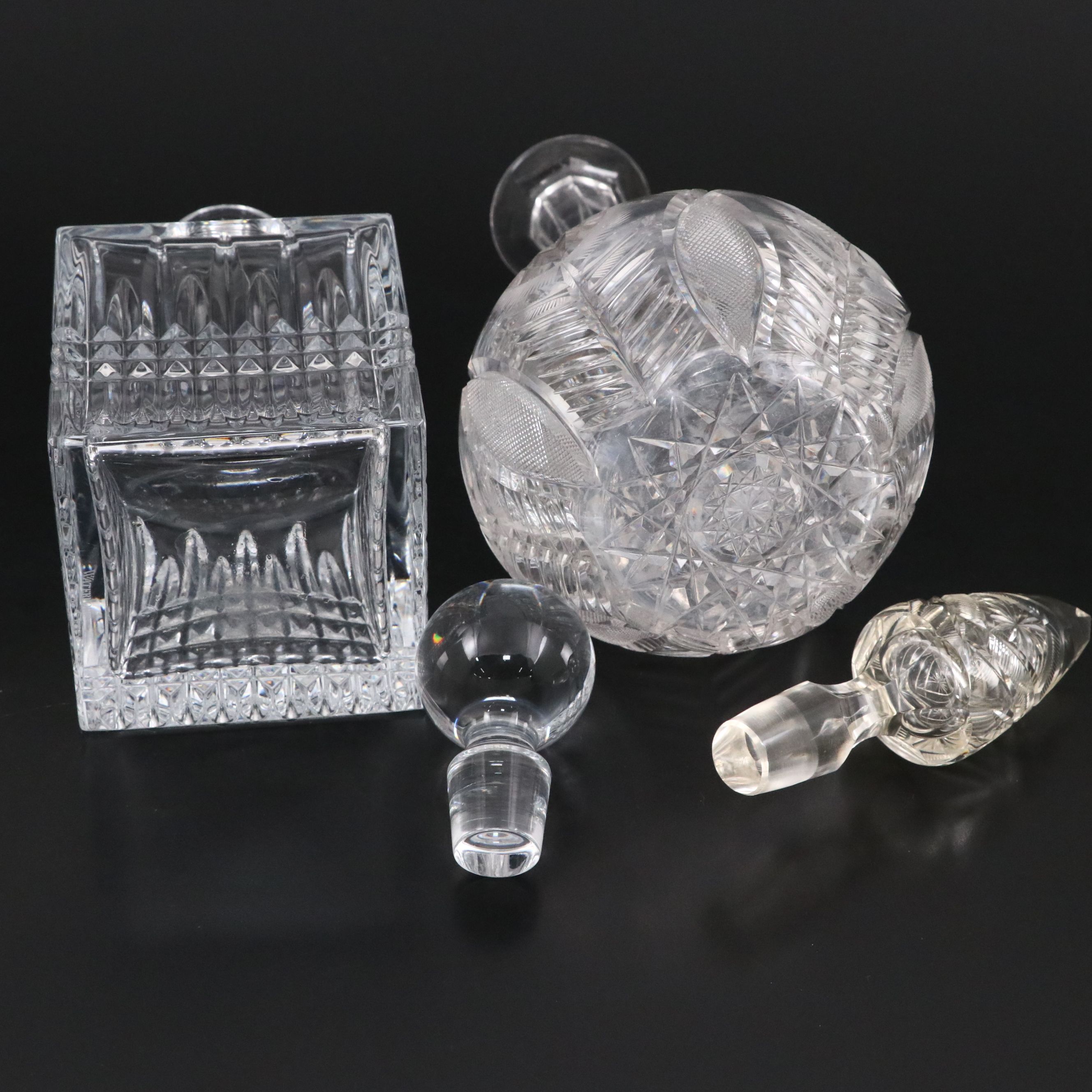Waterford and Other American Brilliant Cut Crystal Decanters