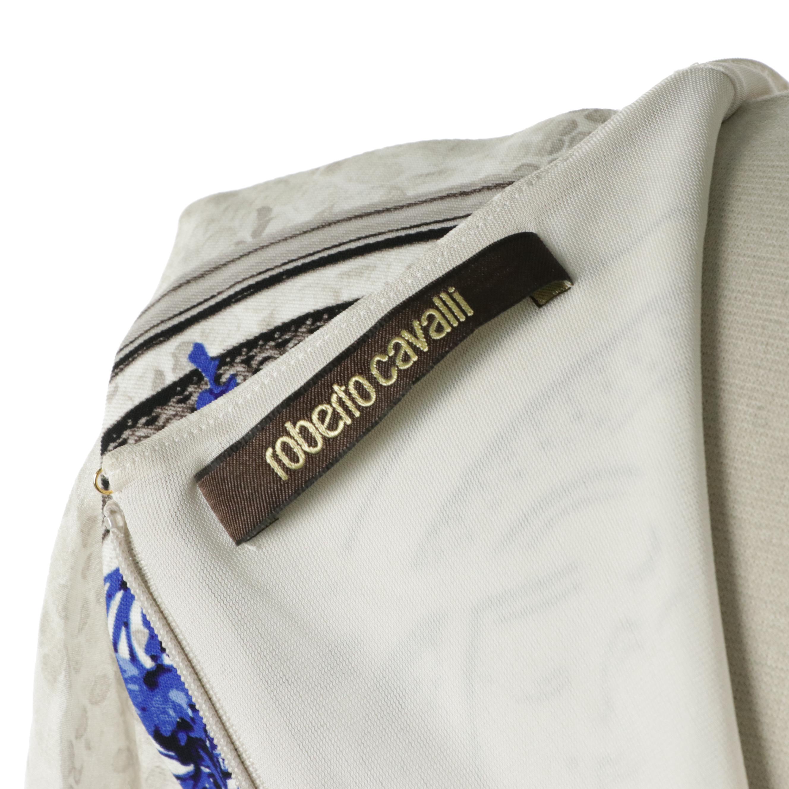 Roberto Cavalli Floral Baroque Print V-Neck Dress in Viscose Blend