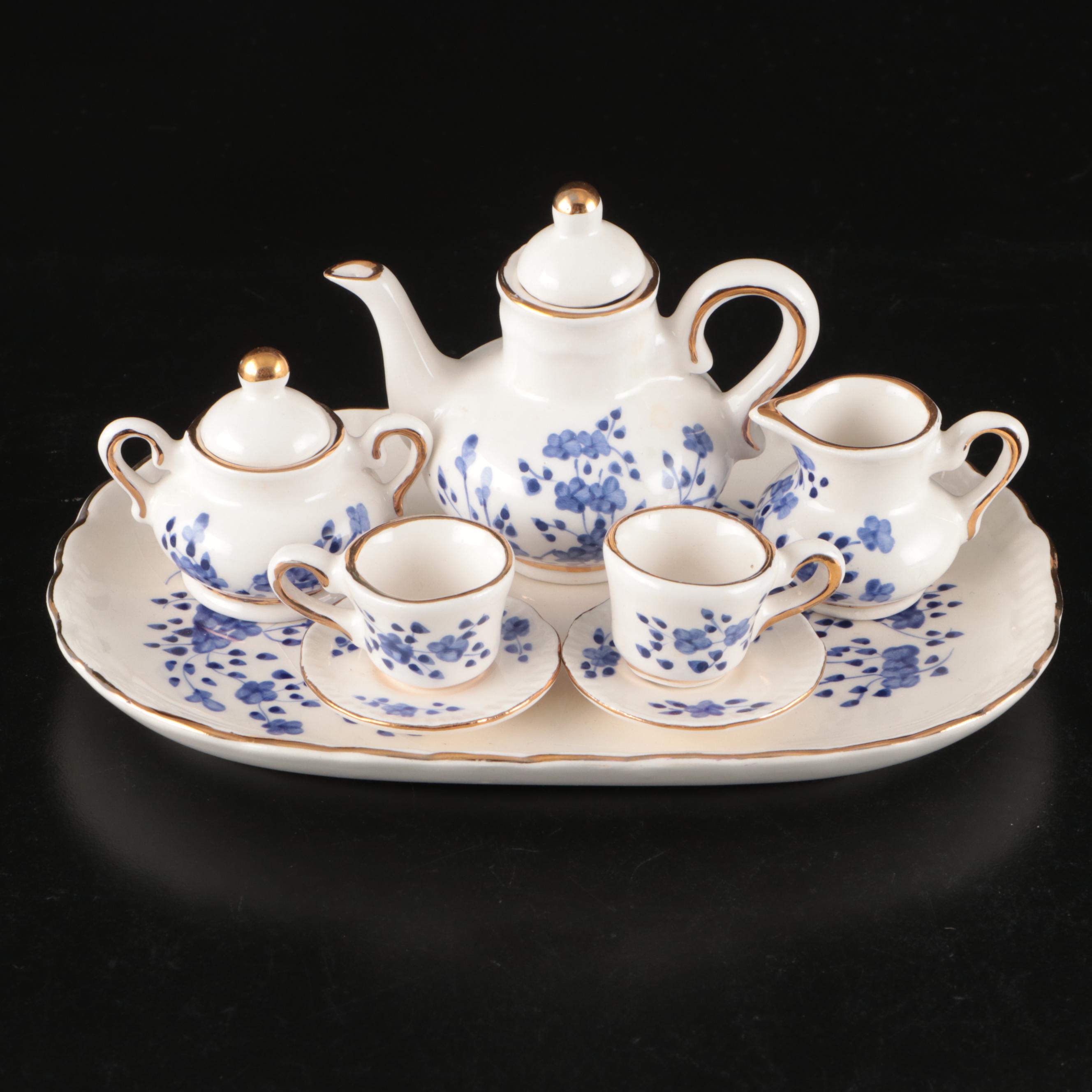 Miniature Blue on White Porcelain Teaware