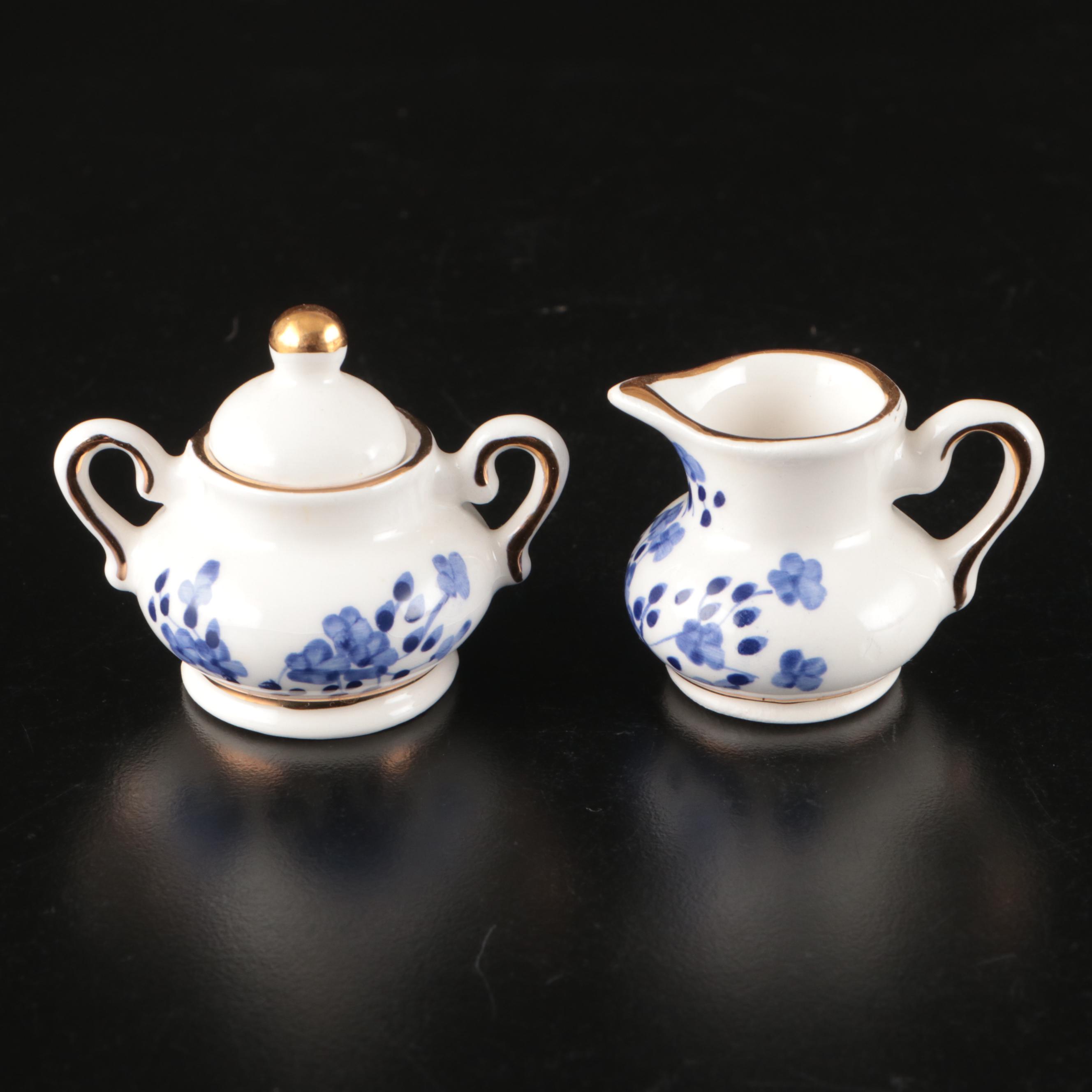 Miniature Blue on White Porcelain Teaware
