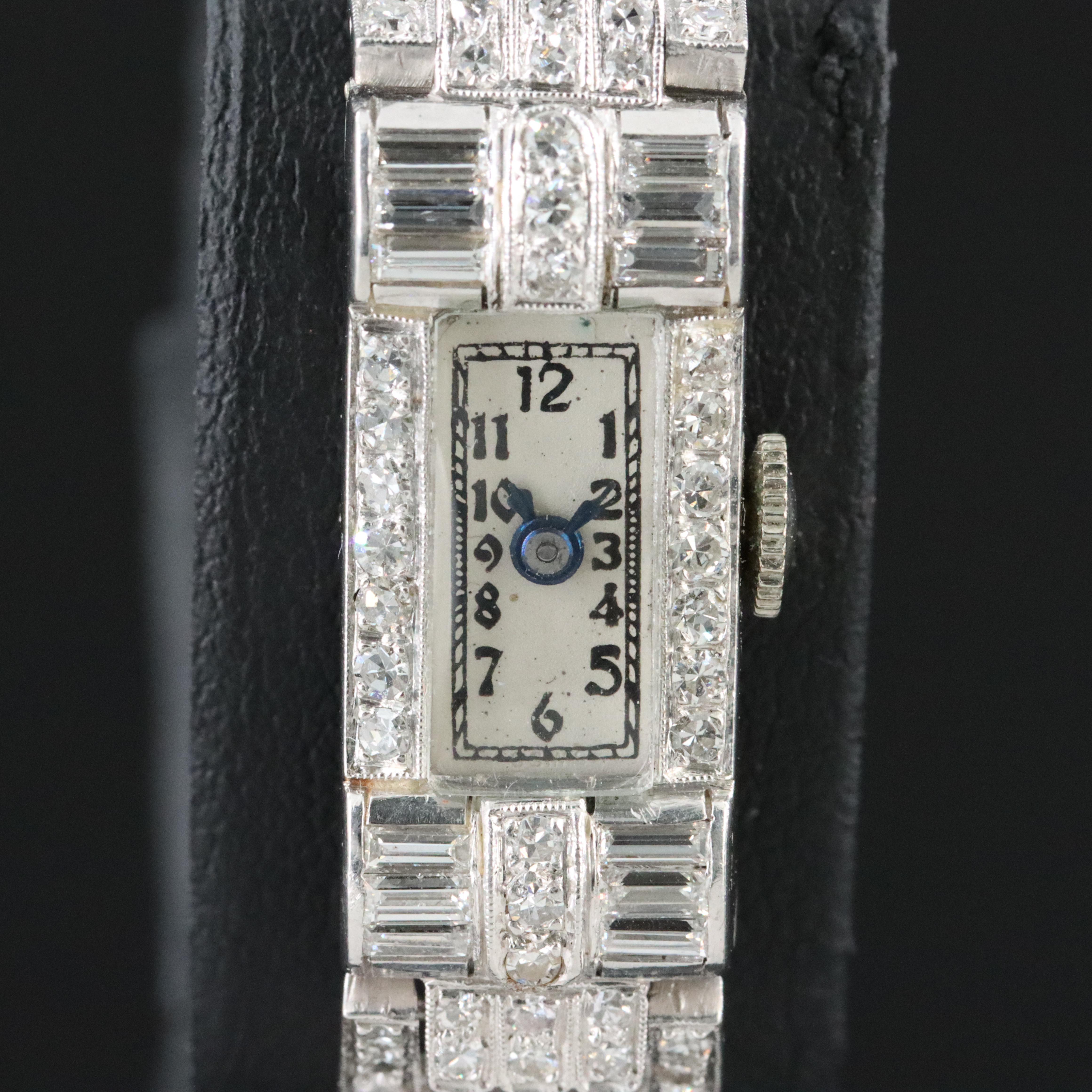Vintage 1.57 CTW Diamond Platinum -14K Swiss Watch
