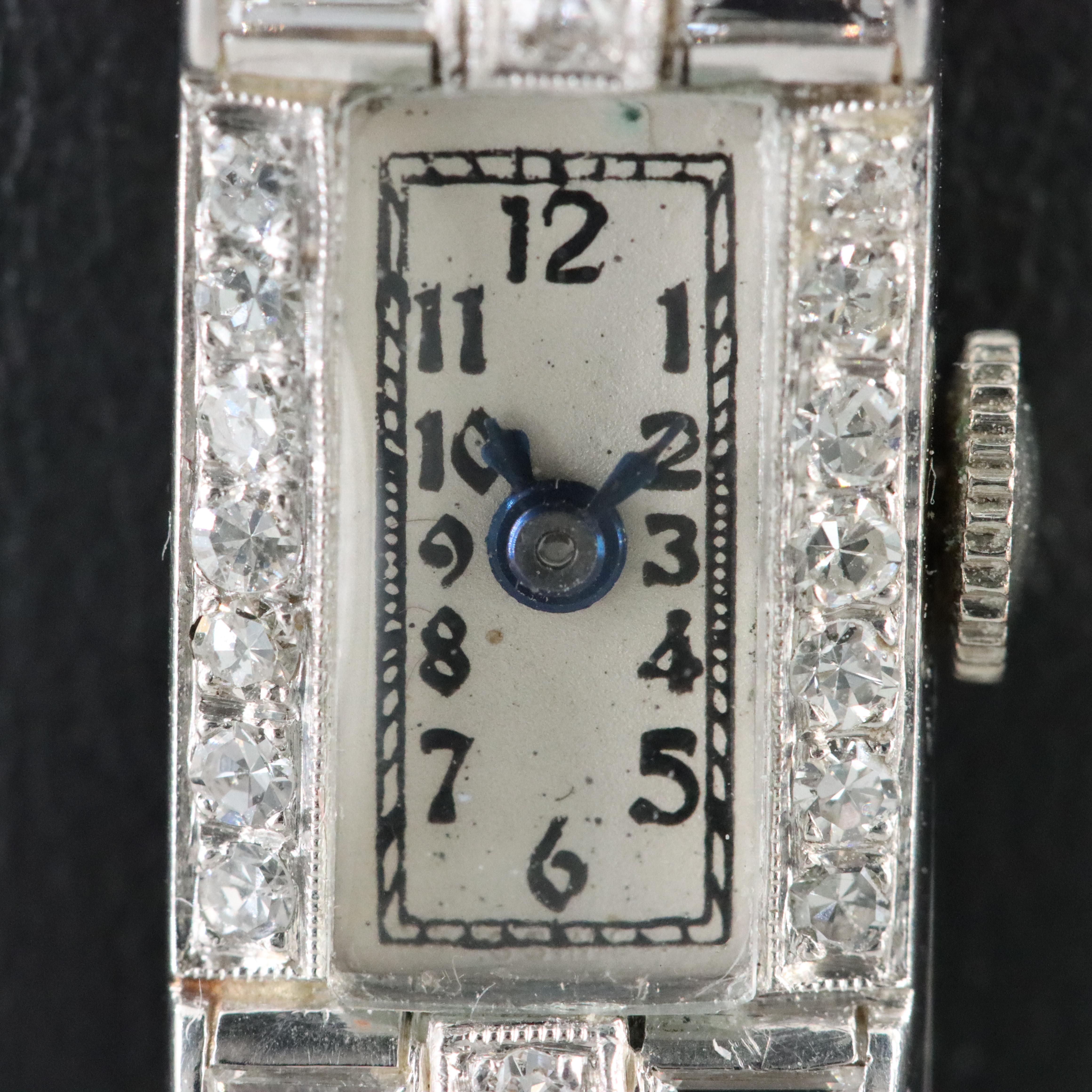 Vintage 1.57 CTW Diamond Platinum -14K Swiss Watch
