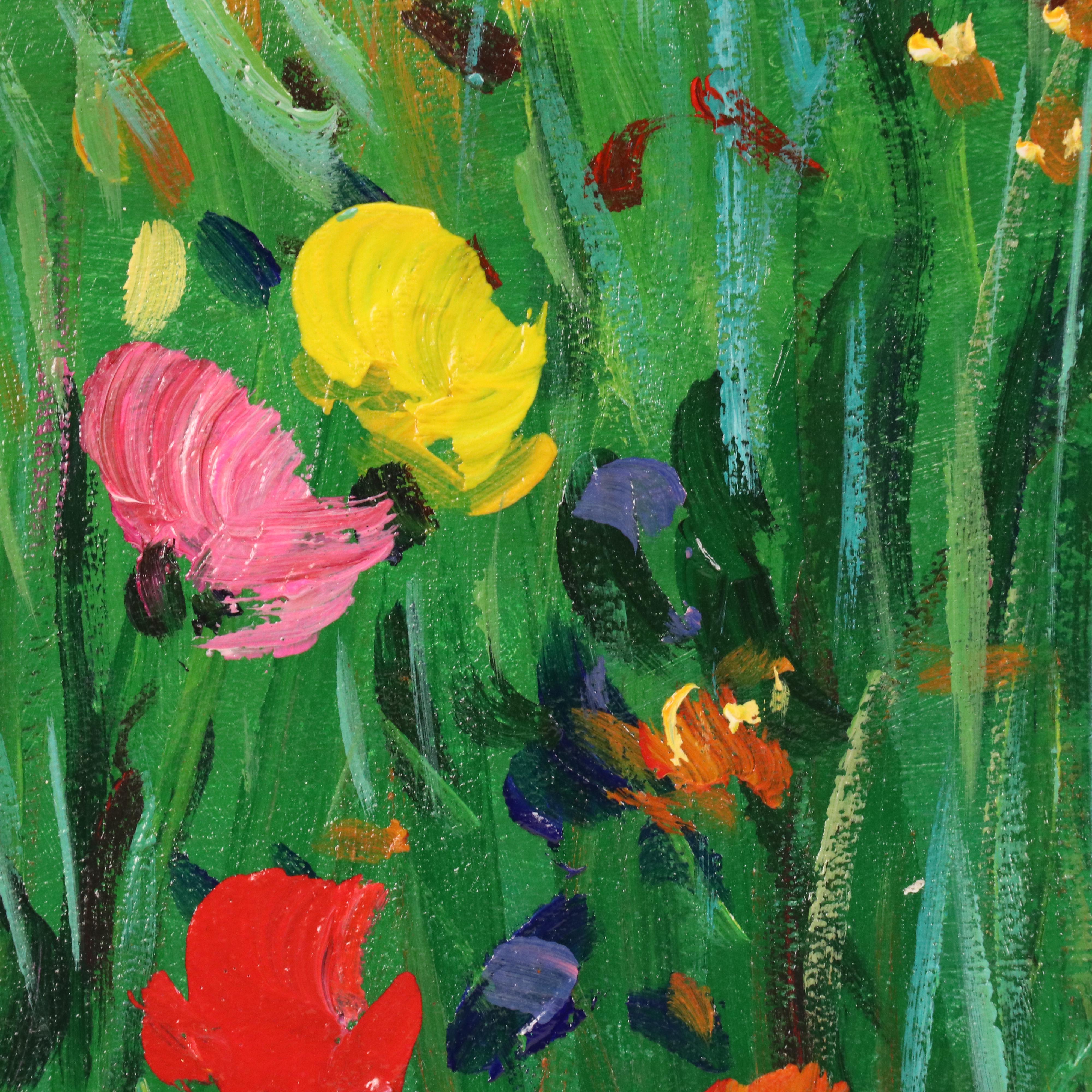 Benini Oil Painting of Stylized Field of Flowers, 21st Century