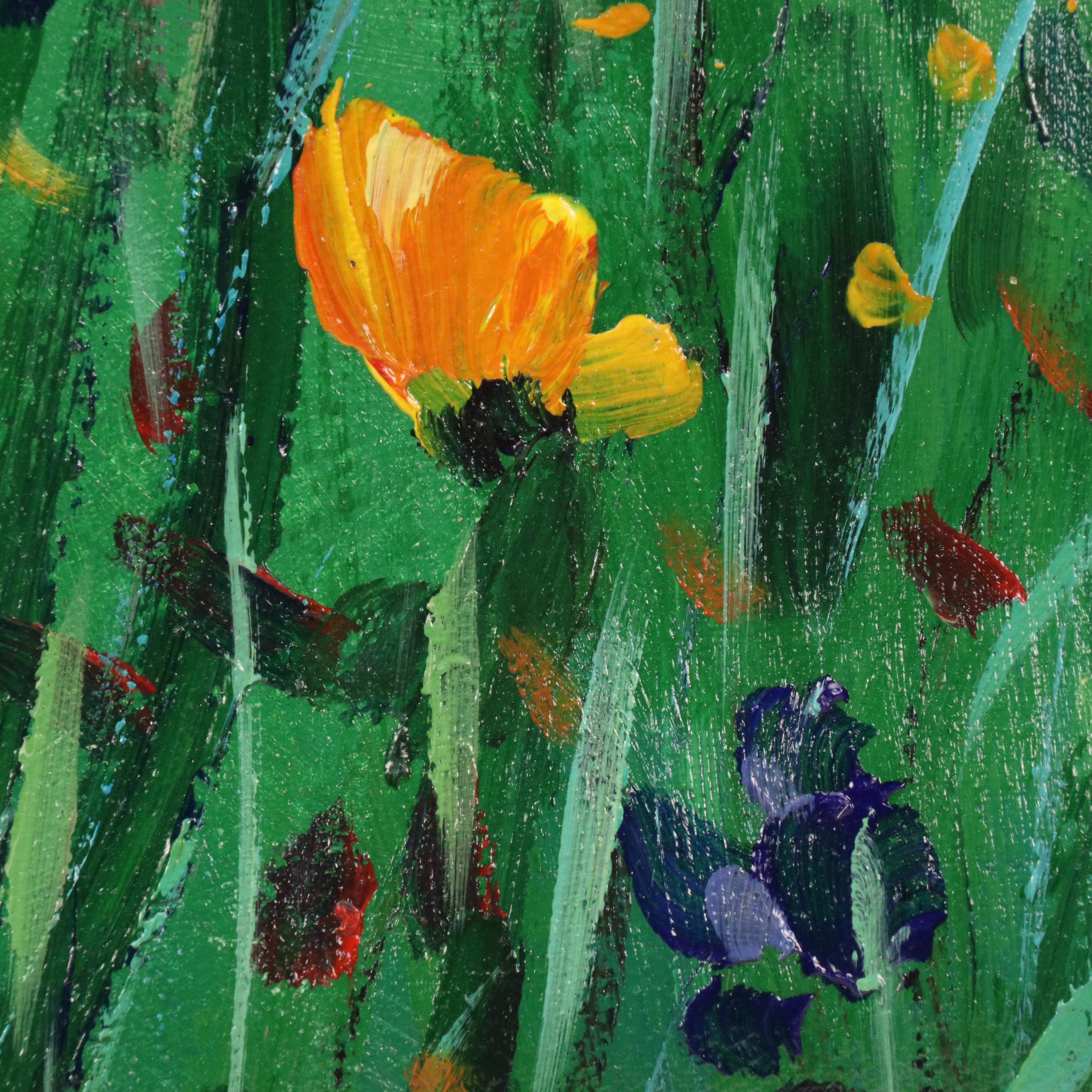 Benini Oil Painting of Stylized Field of Flowers, 21st Century