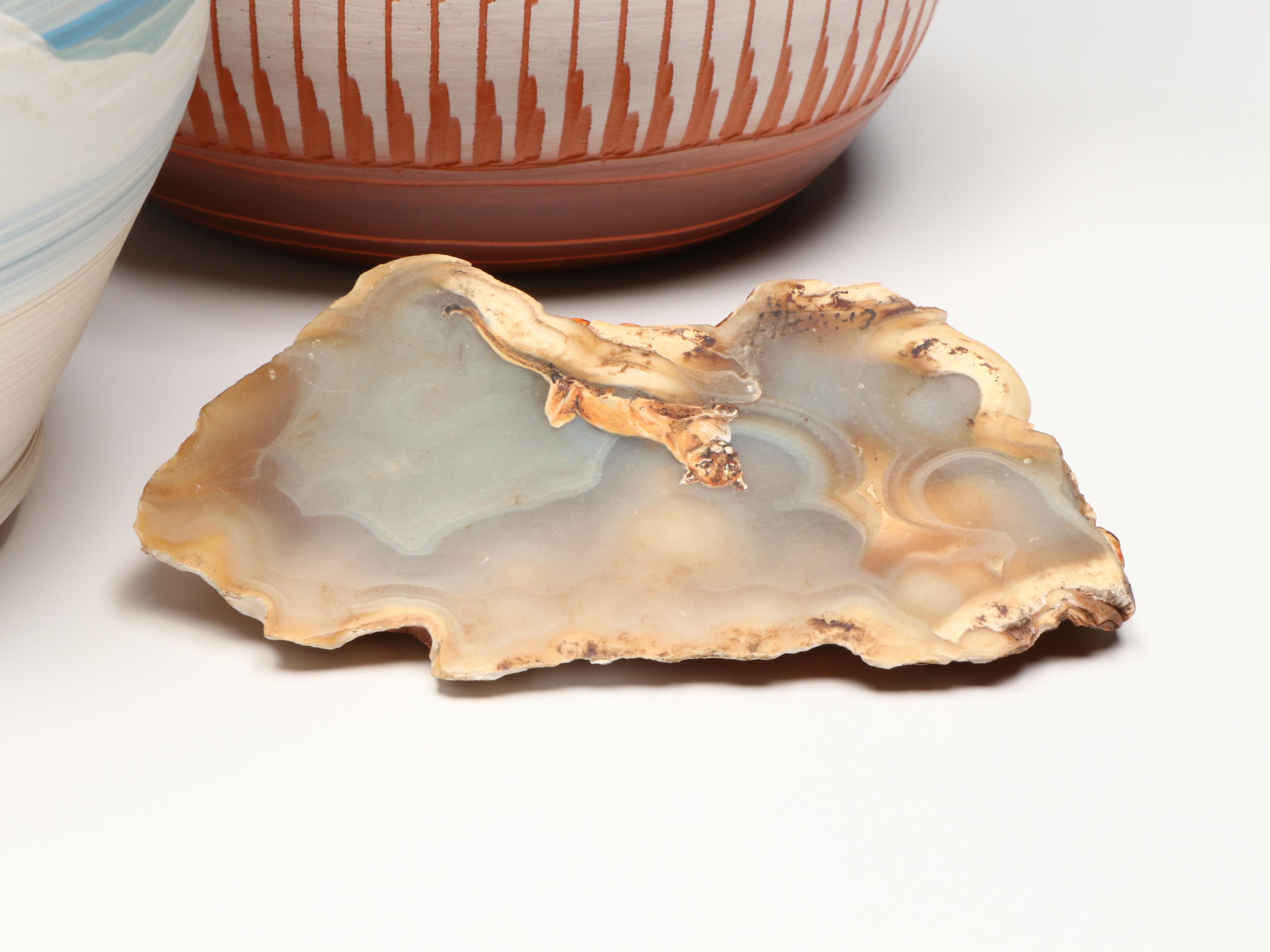 Aaron Watchman Navajo Wedding Vase, Beach House Pottery and Agate Section