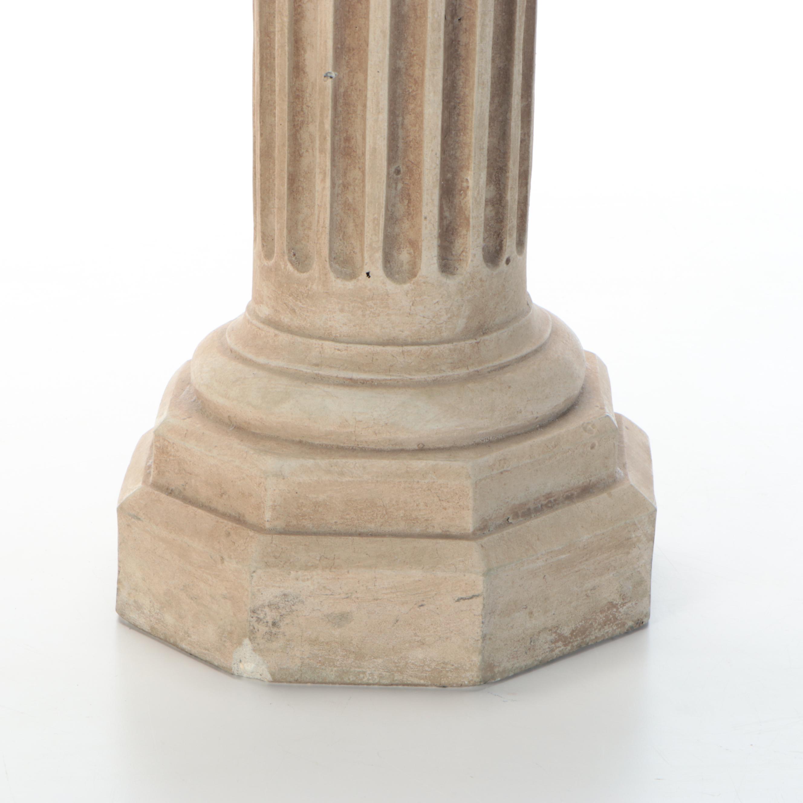 Neoclassical Style Fluted Concrete Pillar Pedestal Stand