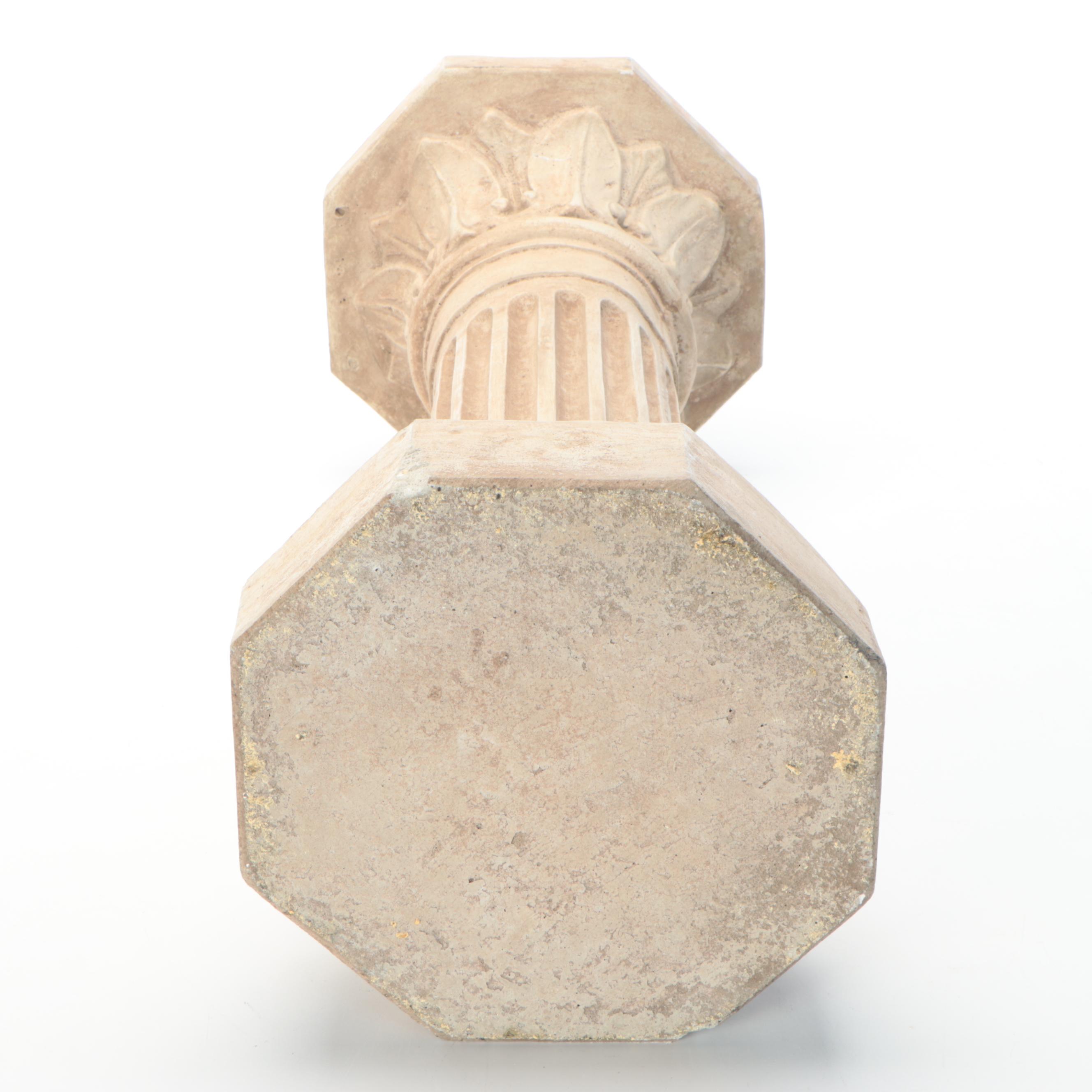 Neoclassical Style Fluted Concrete Pillar Pedestal Stand