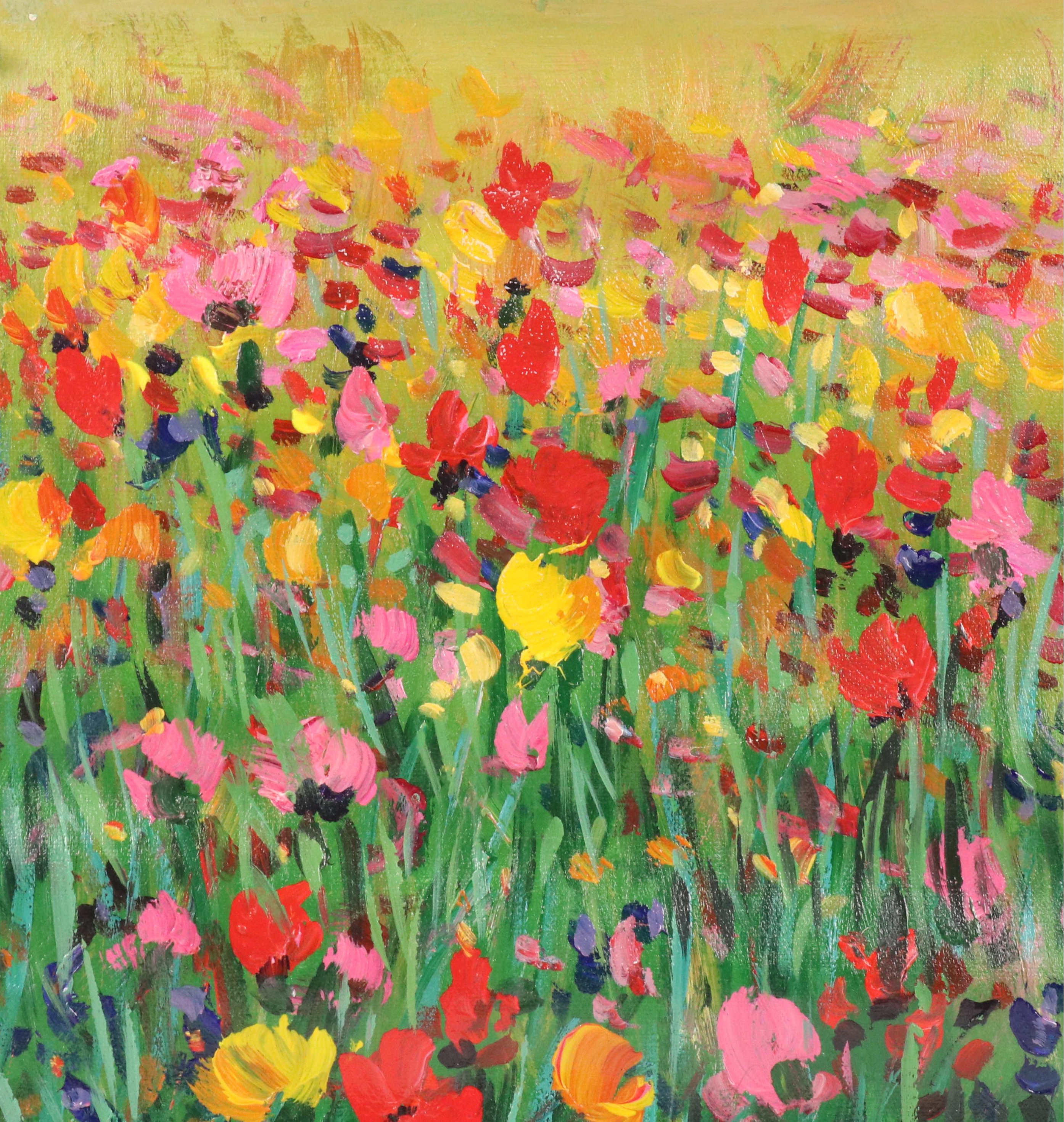 Benini Oil Painting of Stylized Field of Flowers, 21st Century
