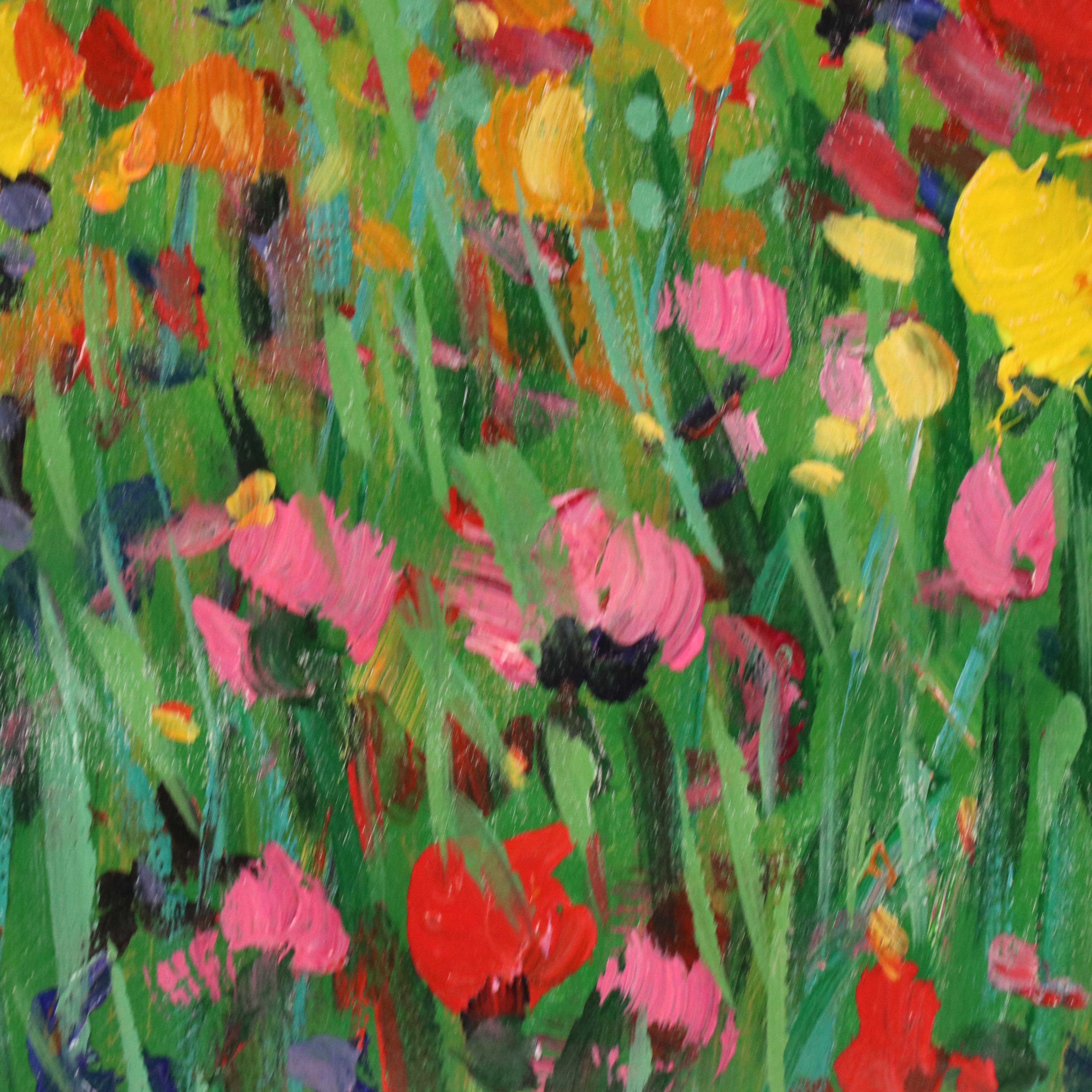 Benini Oil Painting of Stylized Field of Flowers, 21st Century