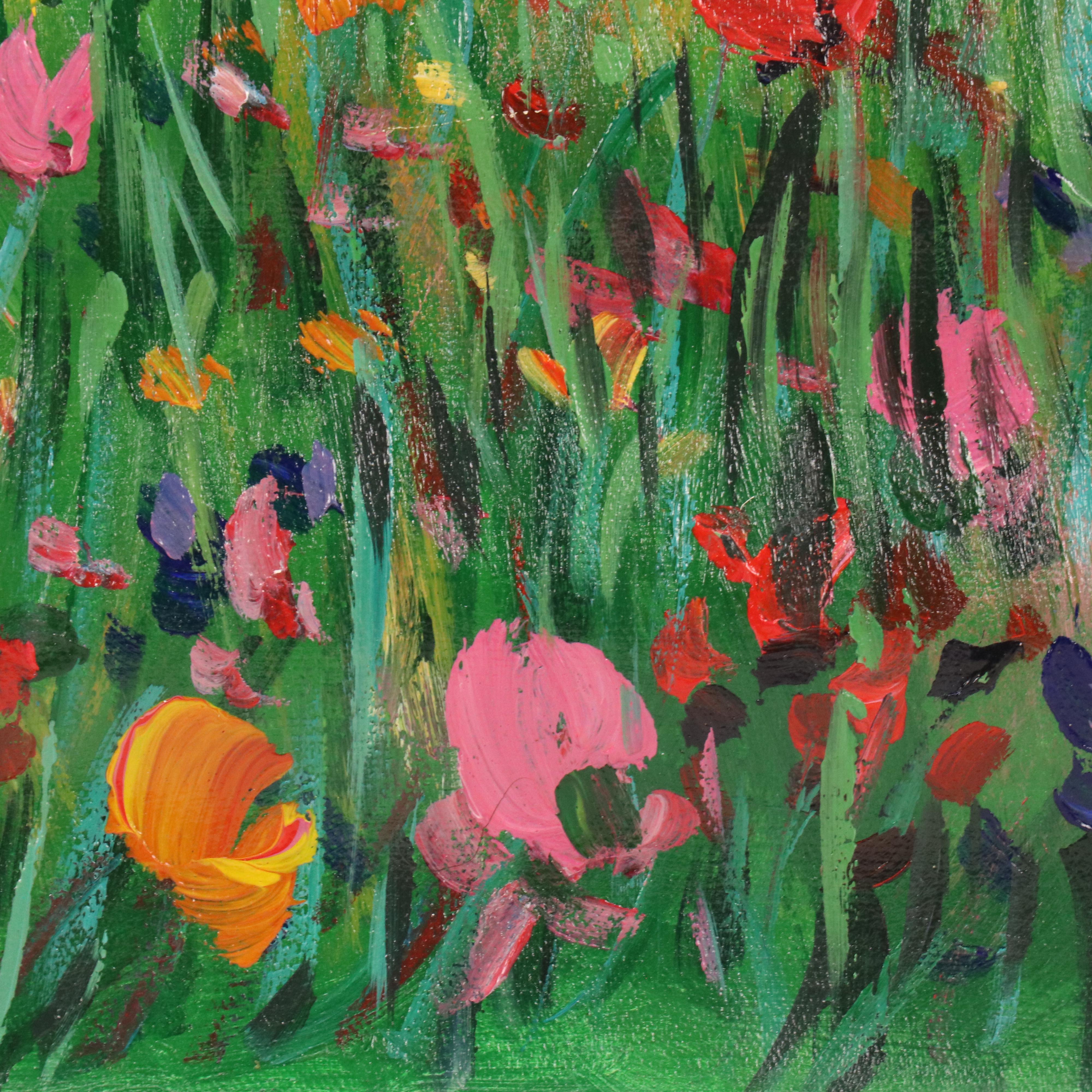 Benini Oil Painting of Stylized Field of Flowers, 21st Century