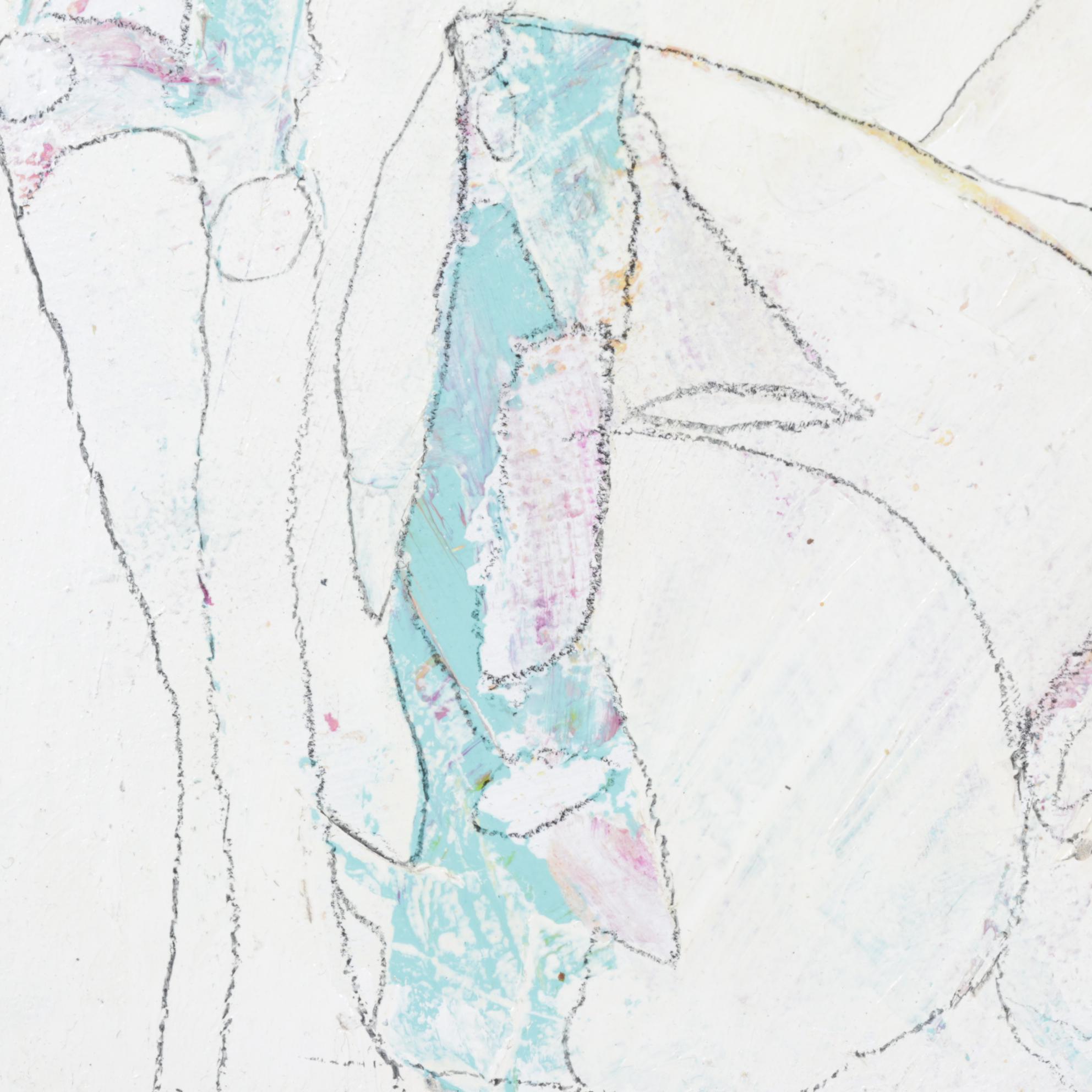 Lorri Y. Kelly Abstract Painted Wooden Tile in Pastel Tones