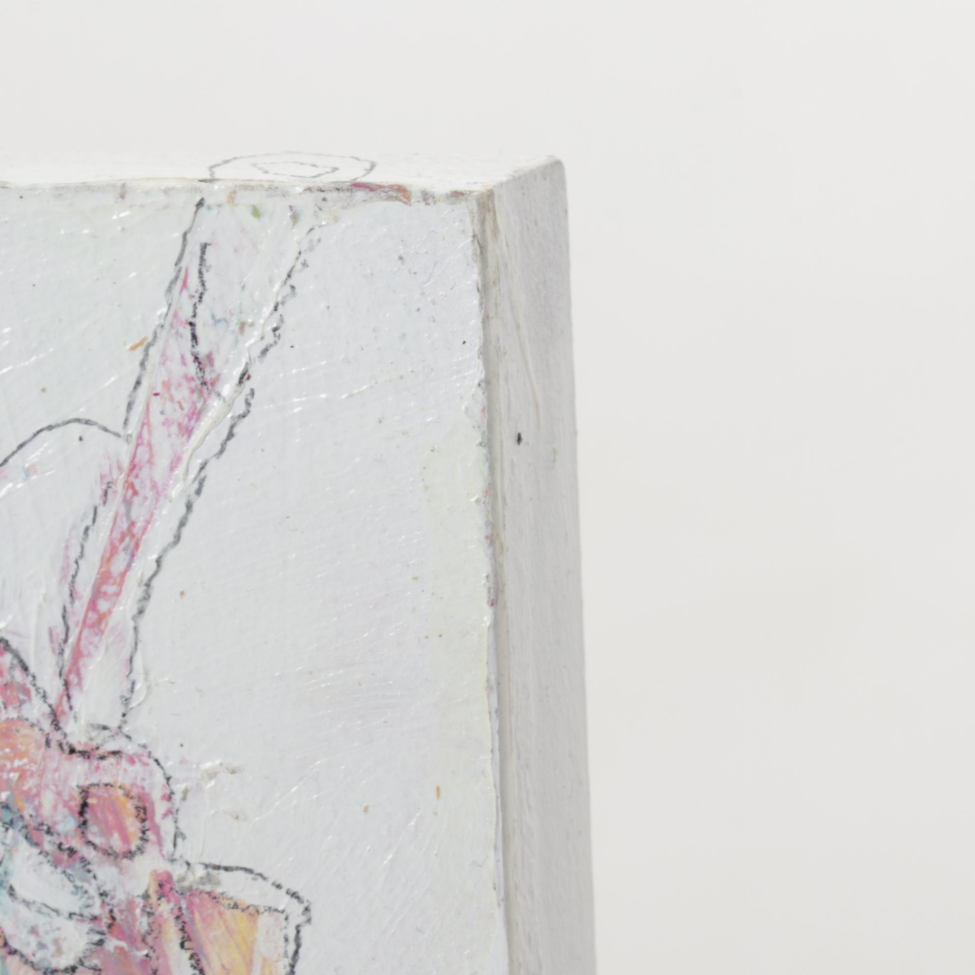 Lorri Y. Kelly Abstract Painted Wooden Tile in Pastel Tones