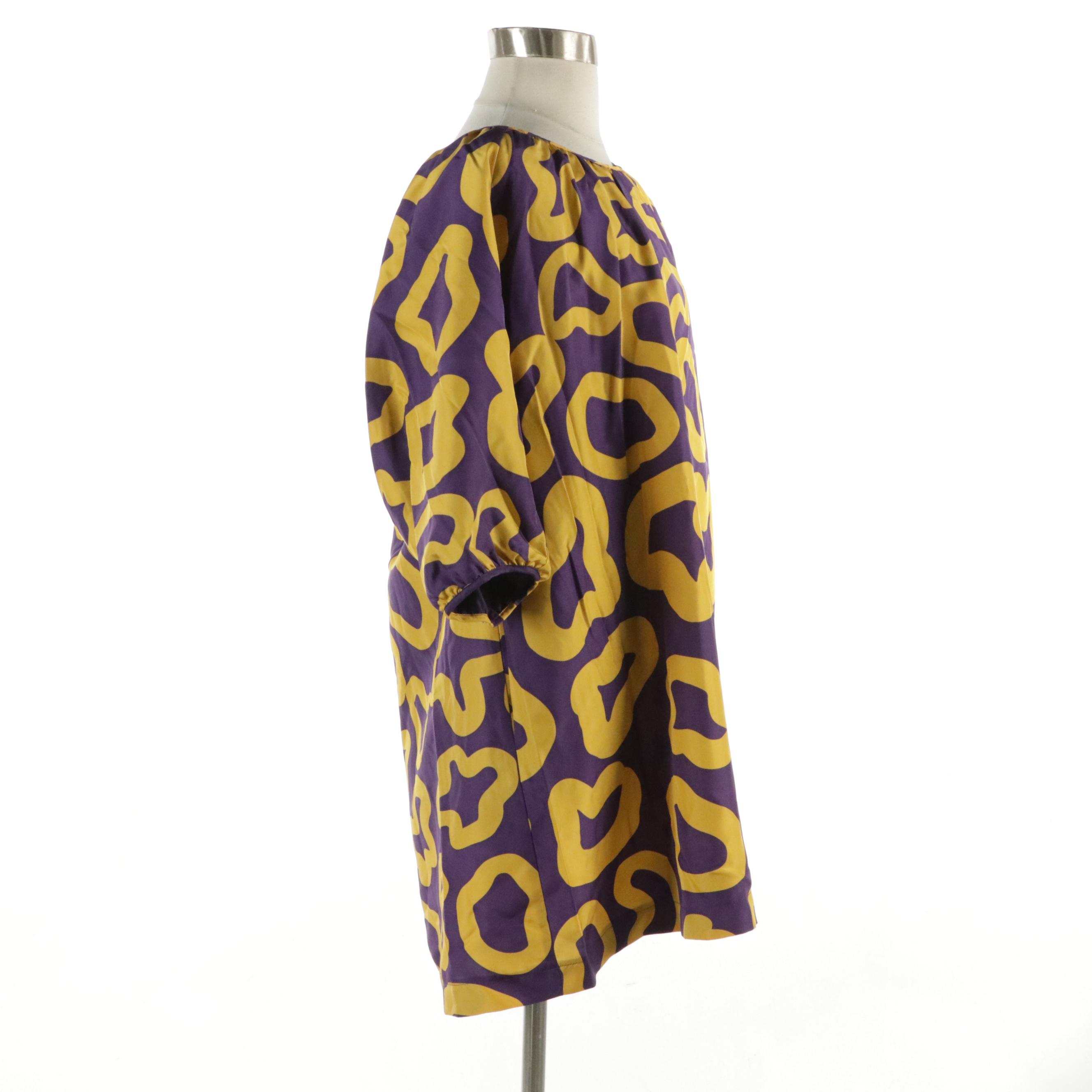 See by Chloé Flared Mini Dress in Abstract Printed Silk