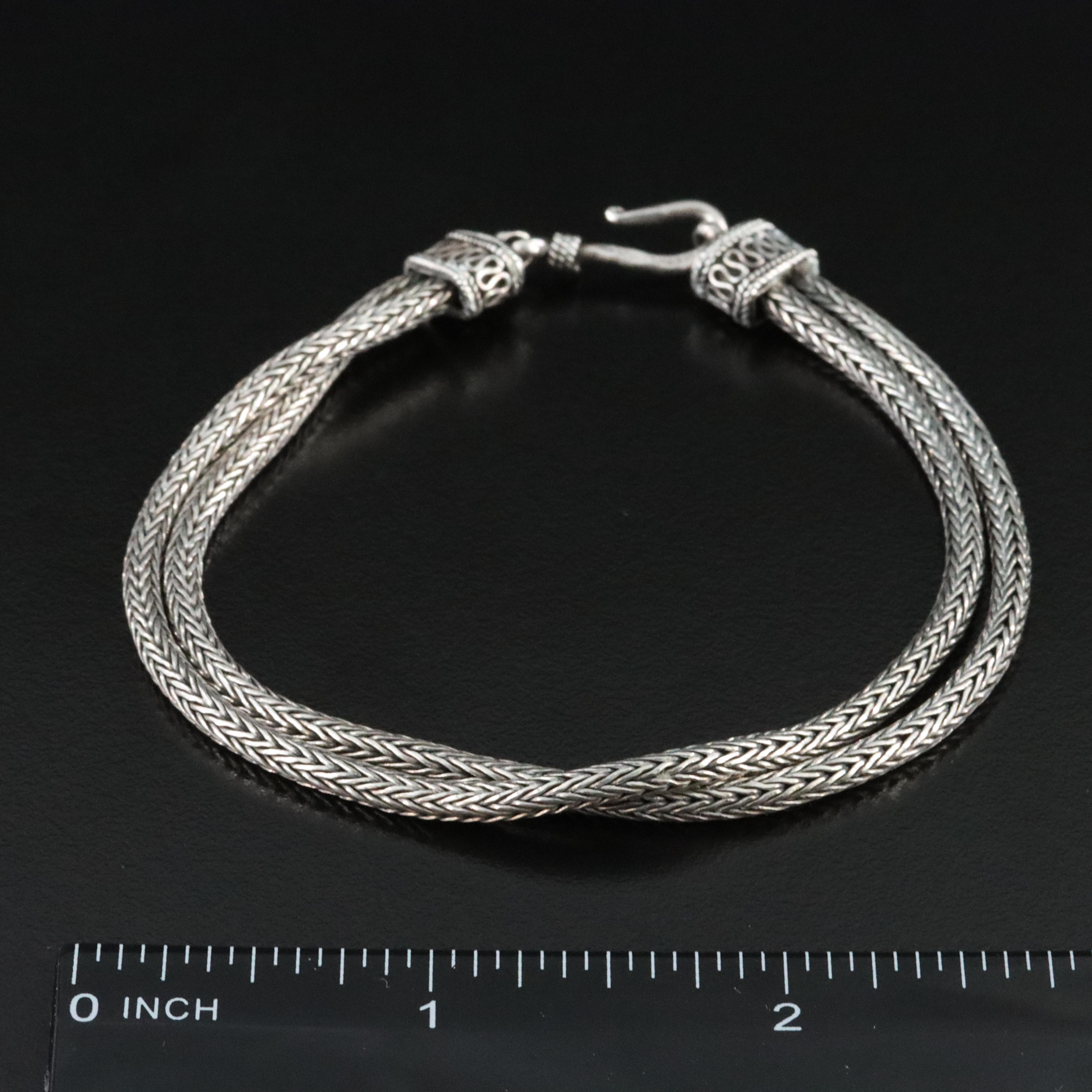 Sterling Double Foxtail Chain Bracelet