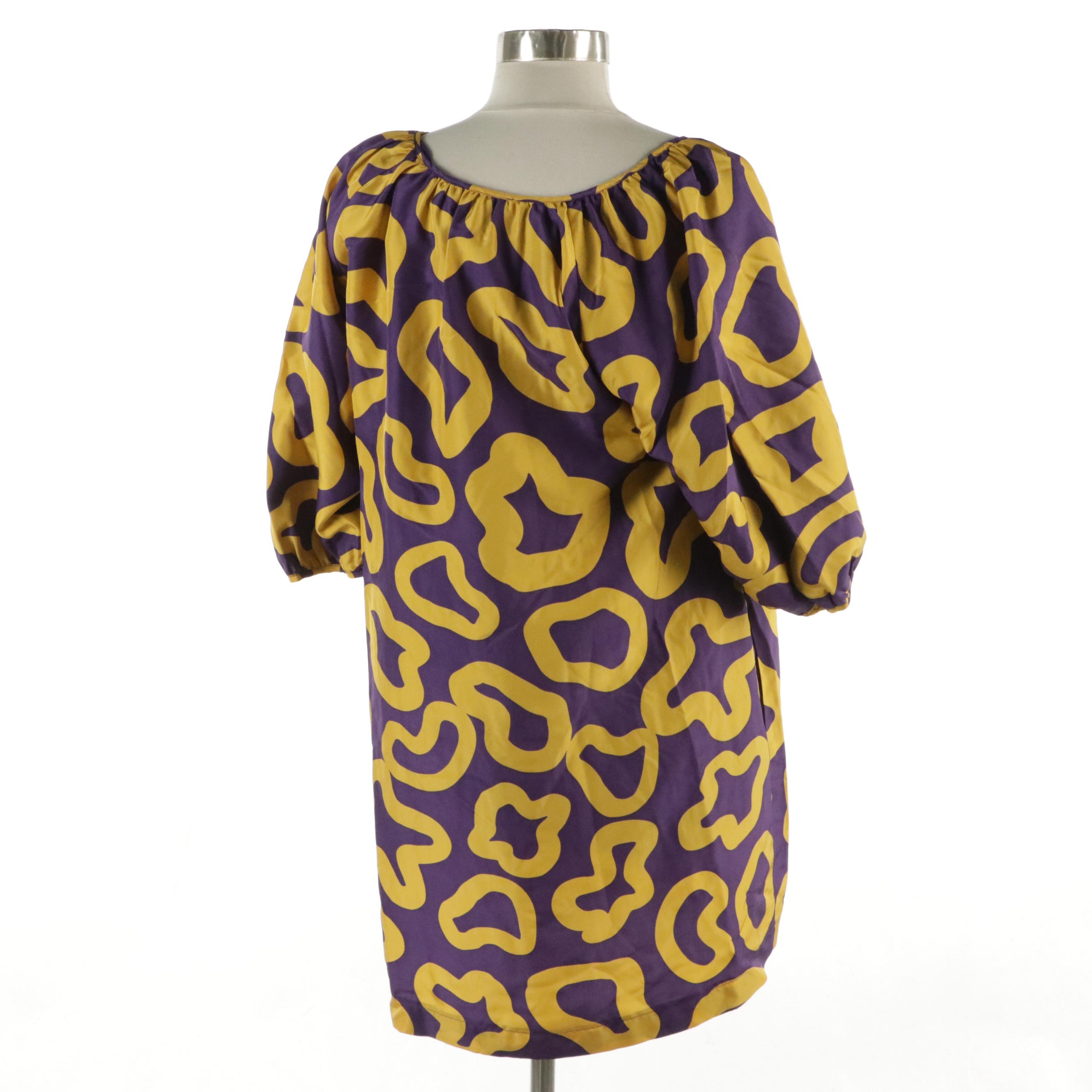 See by Chloé Flared Mini Dress in Abstract Printed Silk