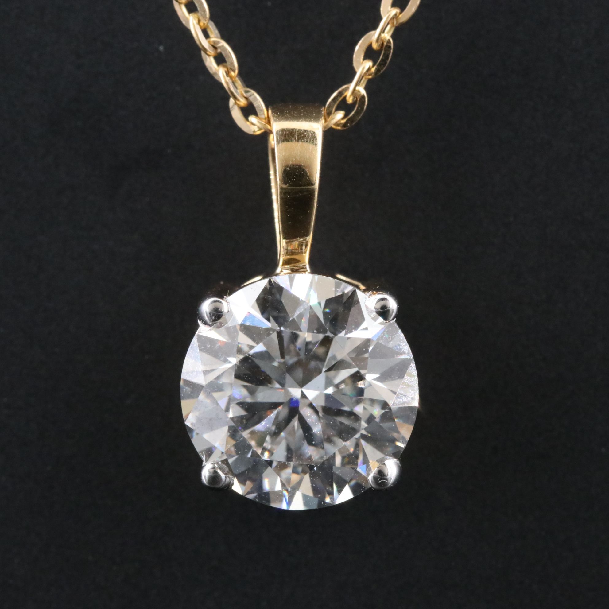 18K 3.50 CT Lab Grown Diamond Solitaire Pendant Necklace with IGI Report