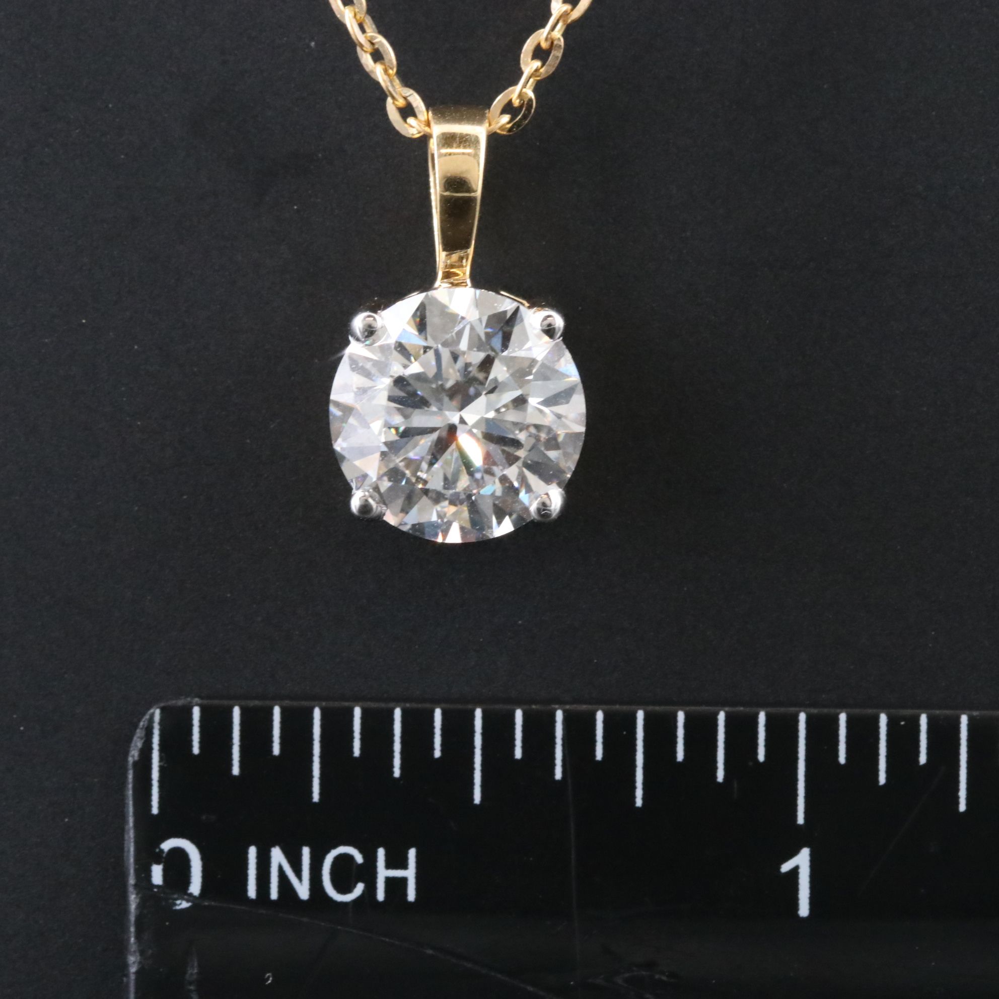 18K 3.50 CT Lab Grown Diamond Solitaire Pendant Necklace with IGI Report