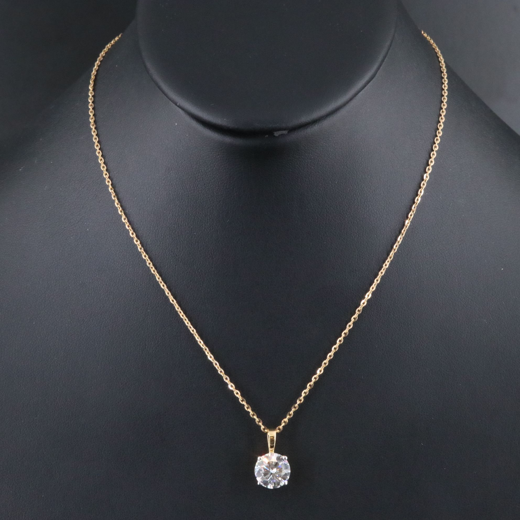 18K 3.50 CT Lab Grown Diamond Solitaire Pendant Necklace with IGI Report