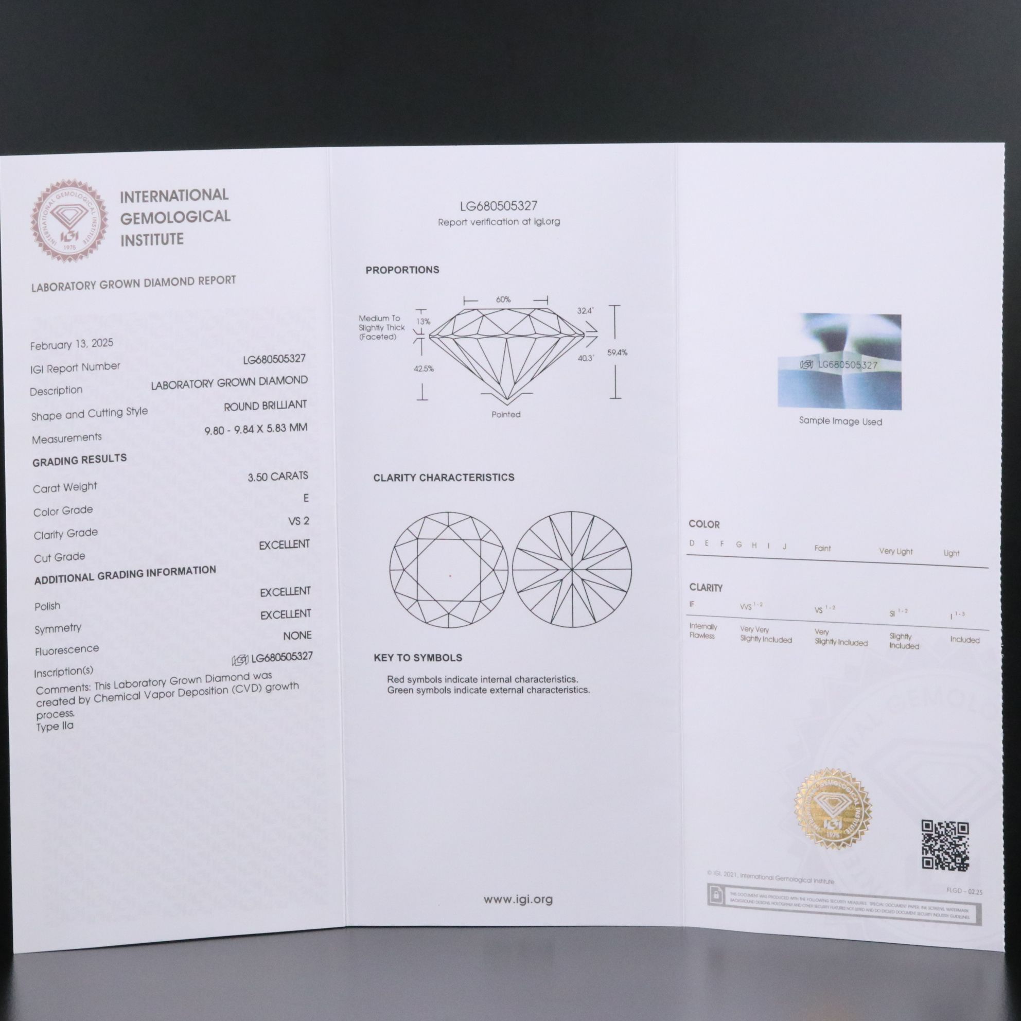 18K 3.50 CT Lab Grown Diamond Solitaire Pendant Necklace with IGI Report