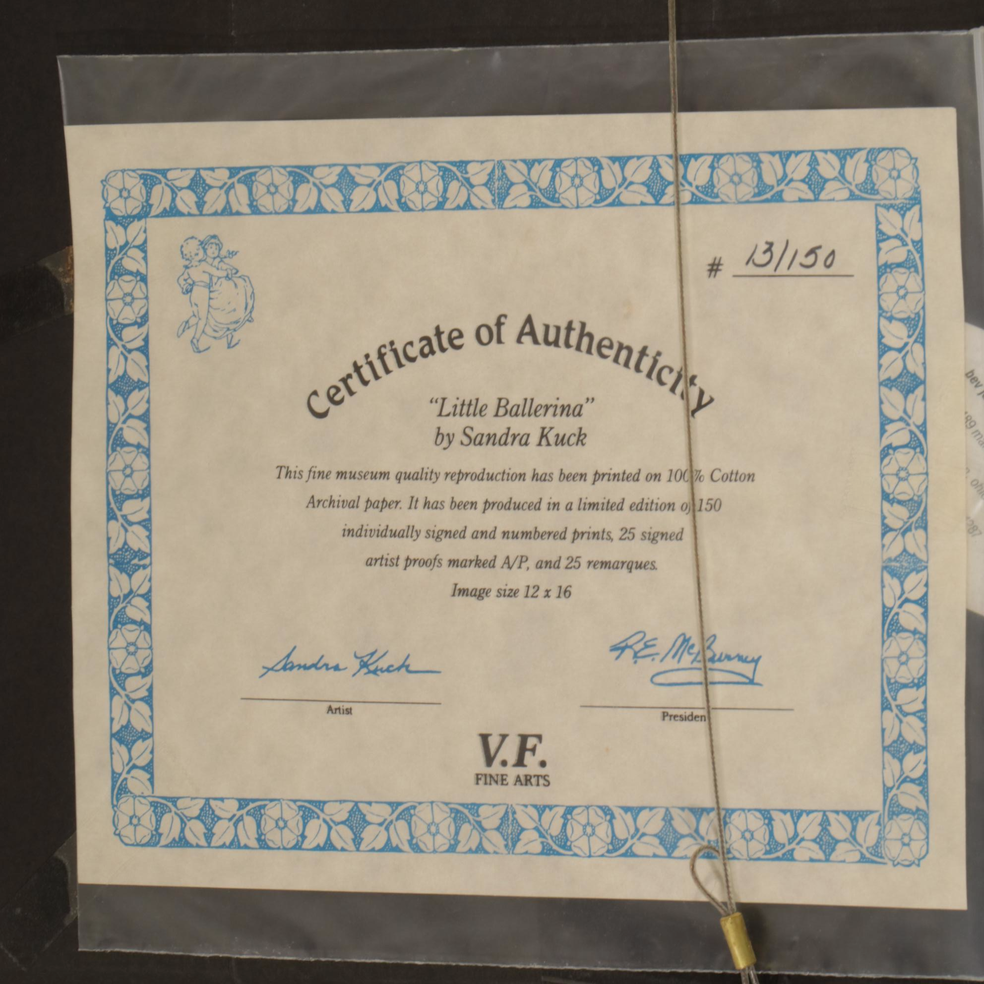 Sandra Kuck "Little Ballerina" Offset Lithograph, 1988