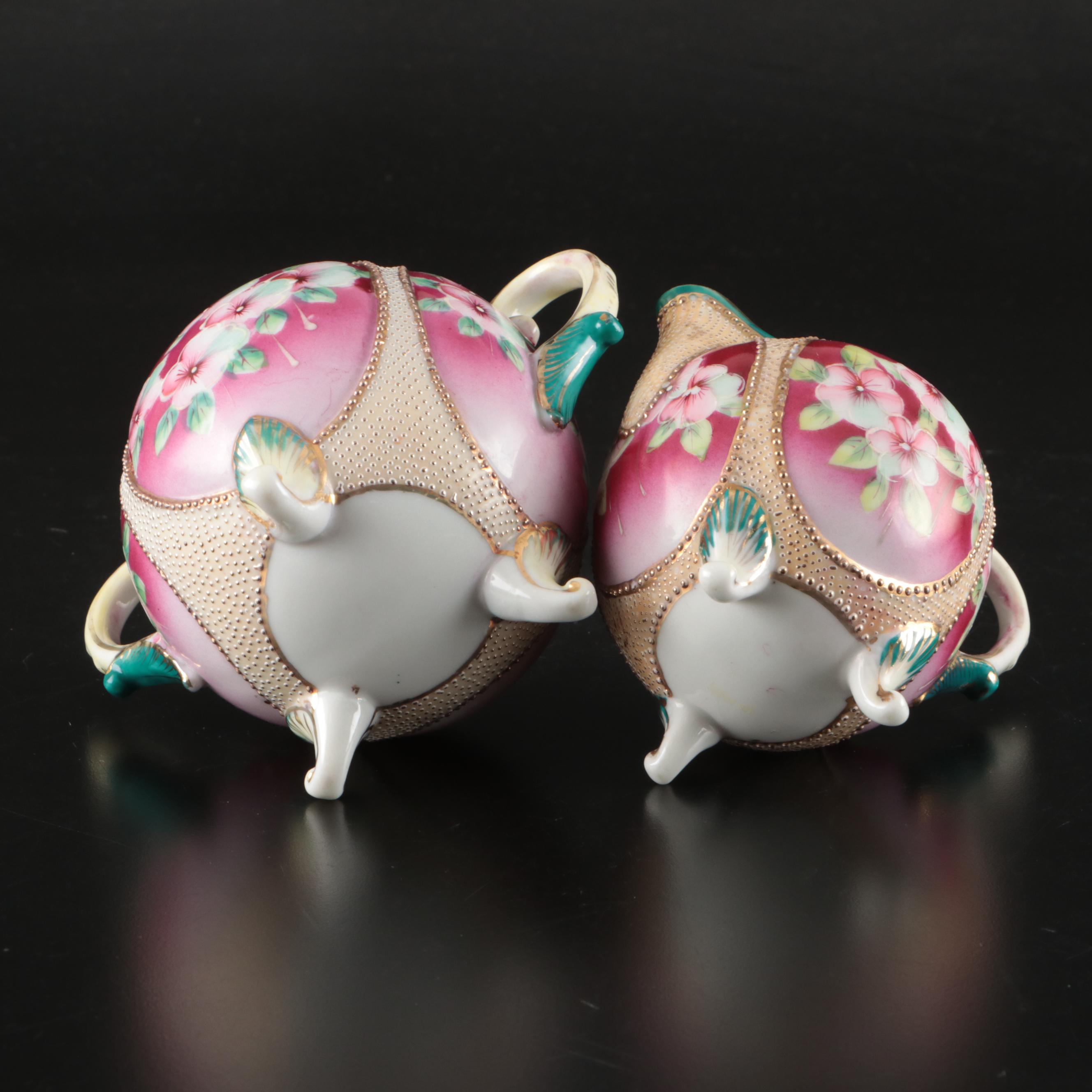 Nippon Porcelain Moriage Accented Creamer and Sugar Sets and Other Tableware