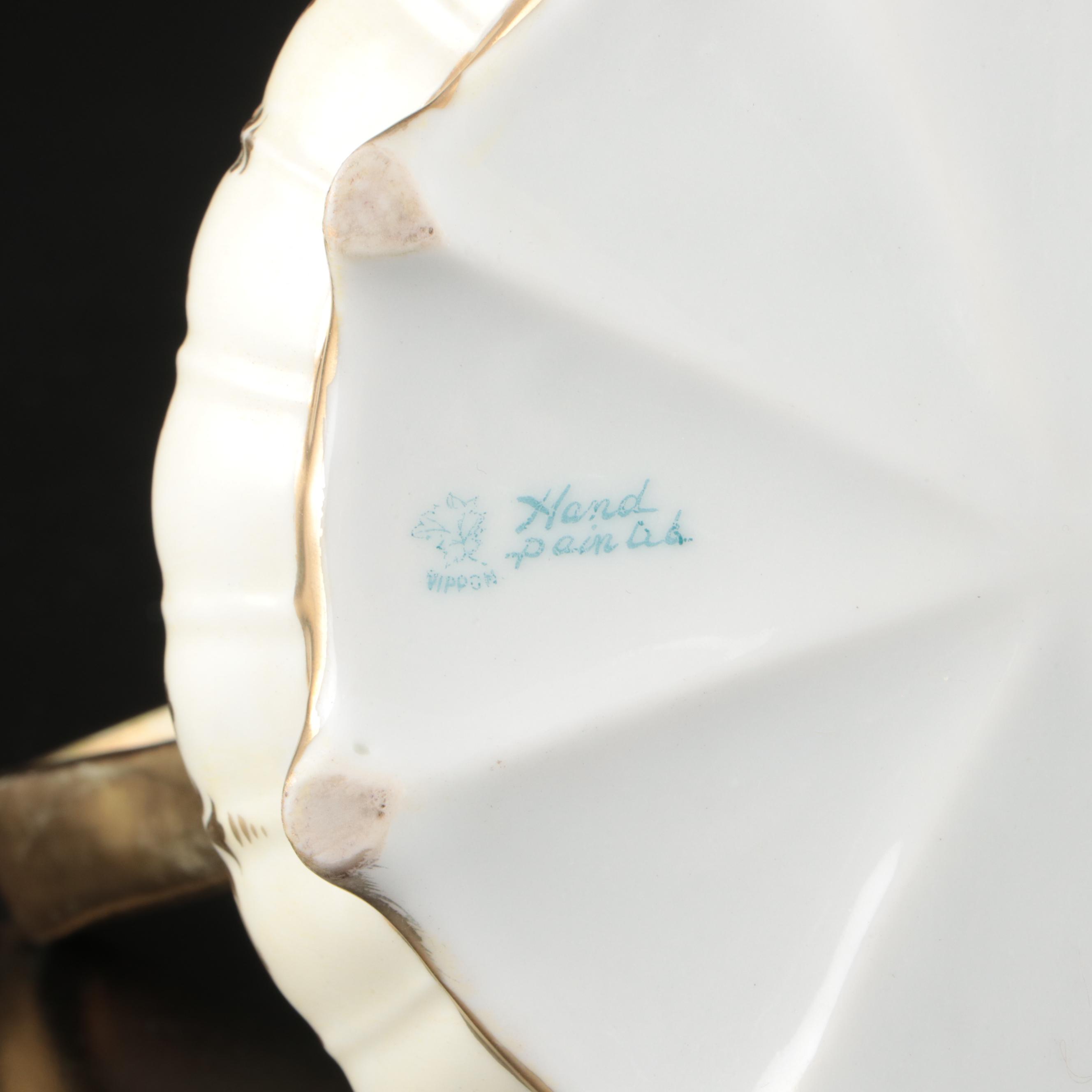 Nippon Porcelain Moriage Accented Creamer and Sugar Sets and Other Tableware