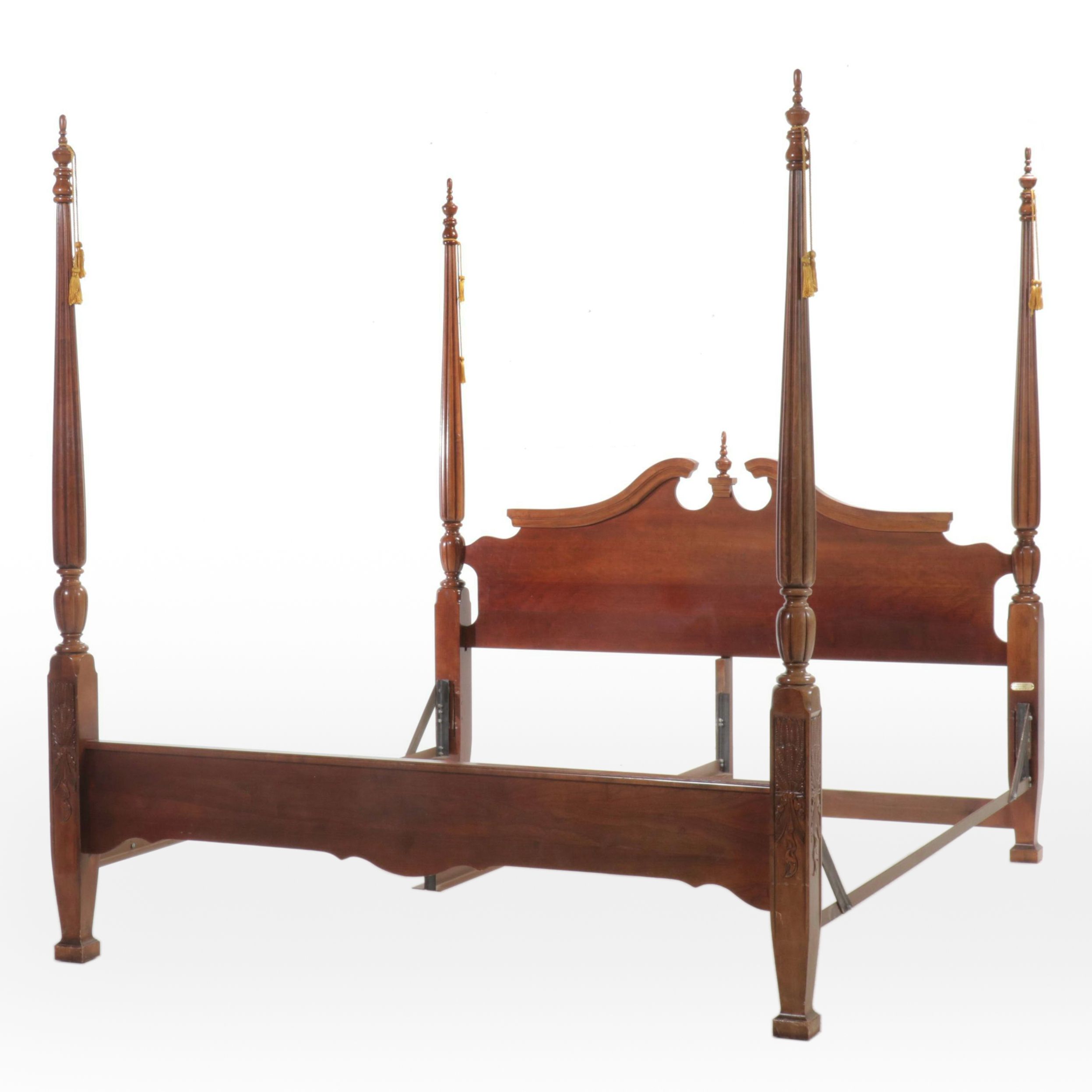 Hood Furniture Federal Mahogany Finish Rice Grain King Size Four-Poster Bed