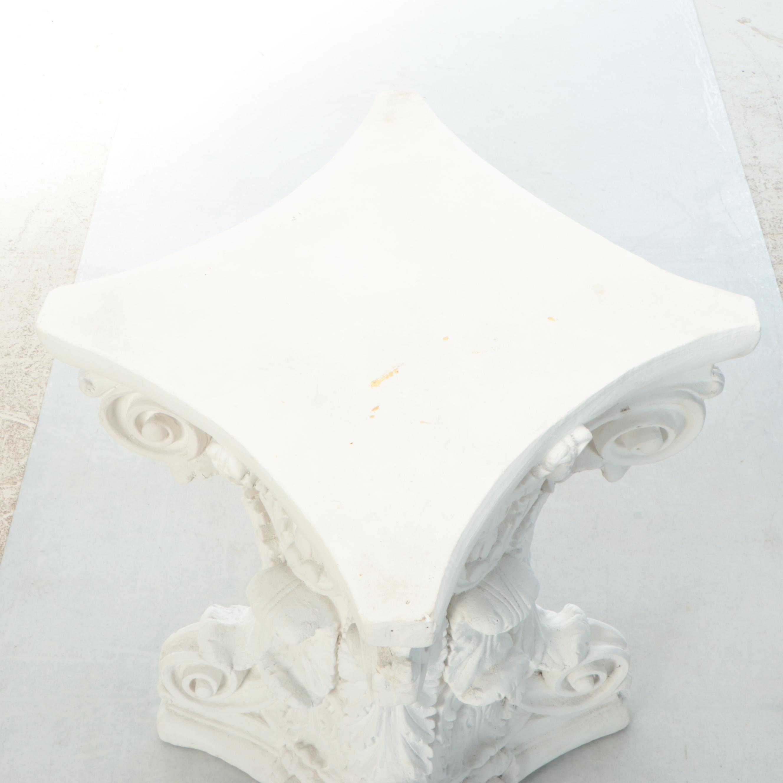 Neoclassical Style Plaster Addorsed Capital Pedestal
