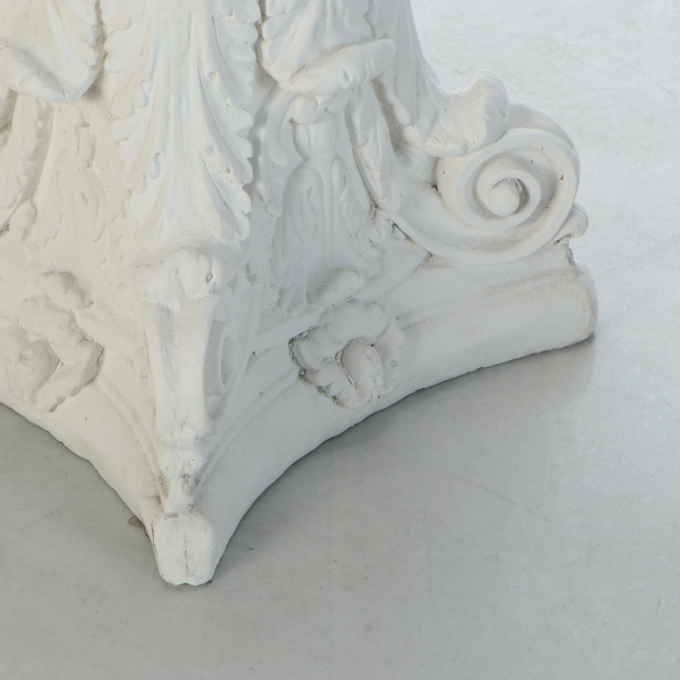Neoclassical Style Plaster Addorsed Capital Pedestal