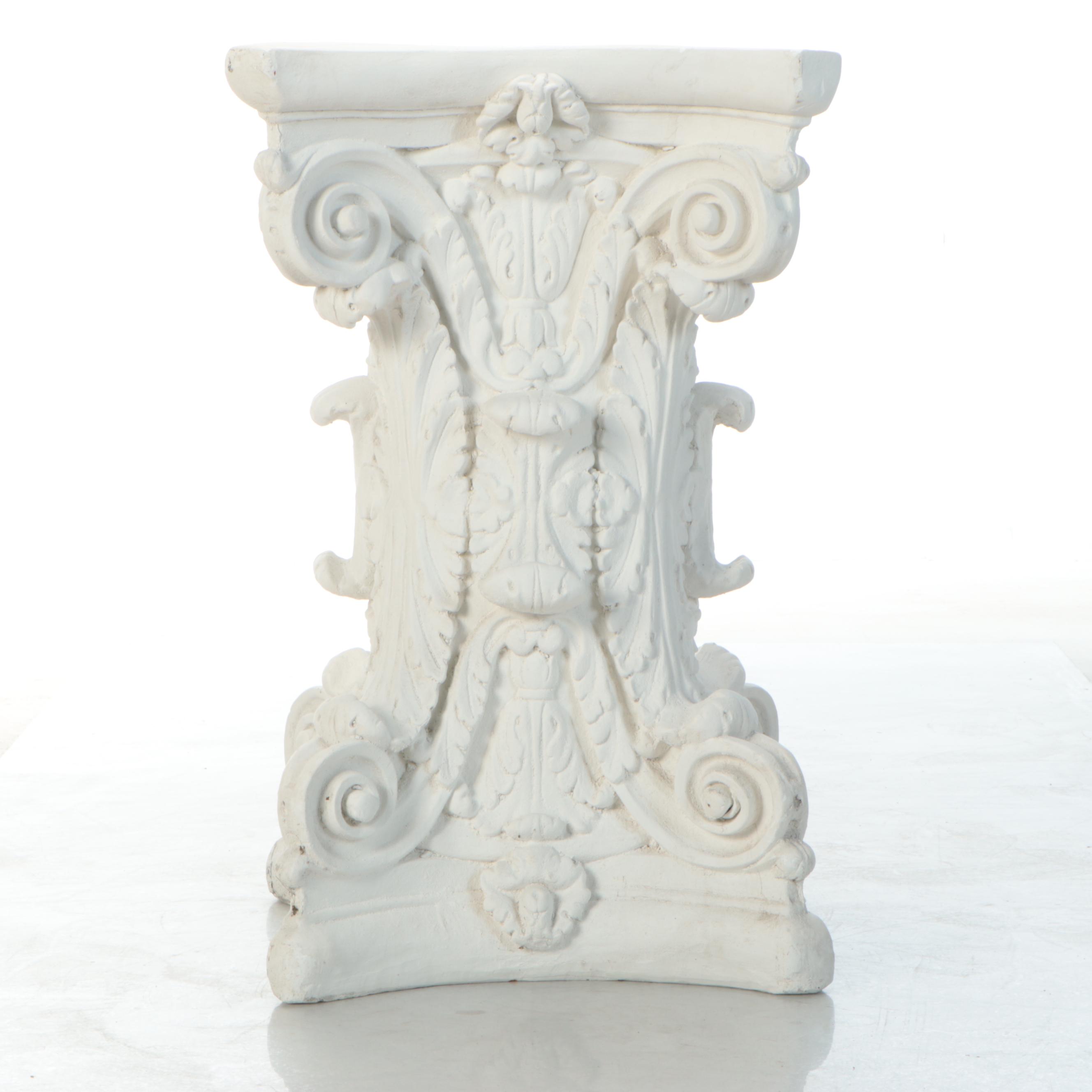 Neoclassical Style Plaster Addorsed Capital Pedestal