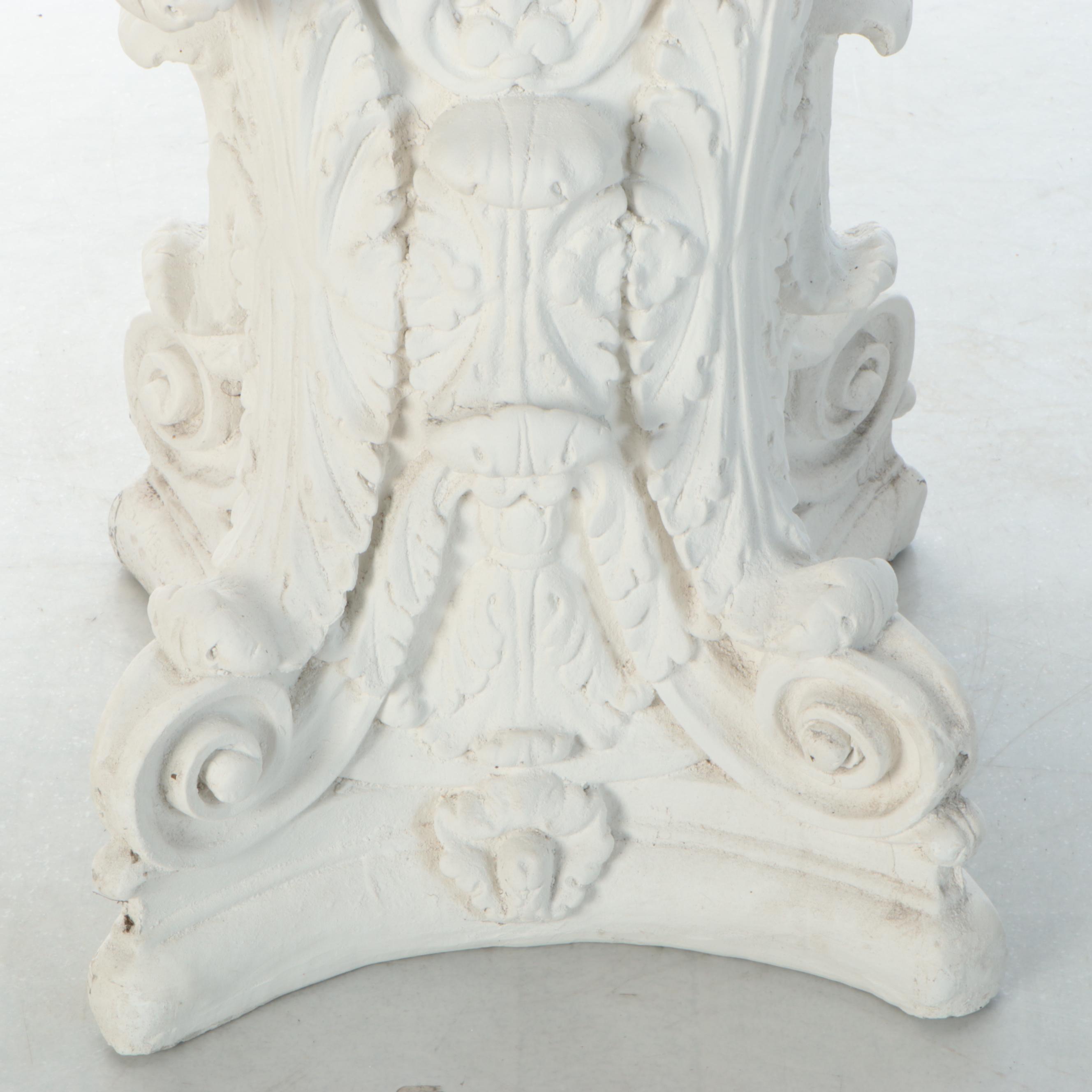 Neoclassical Style Plaster Addorsed Capital Pedestal