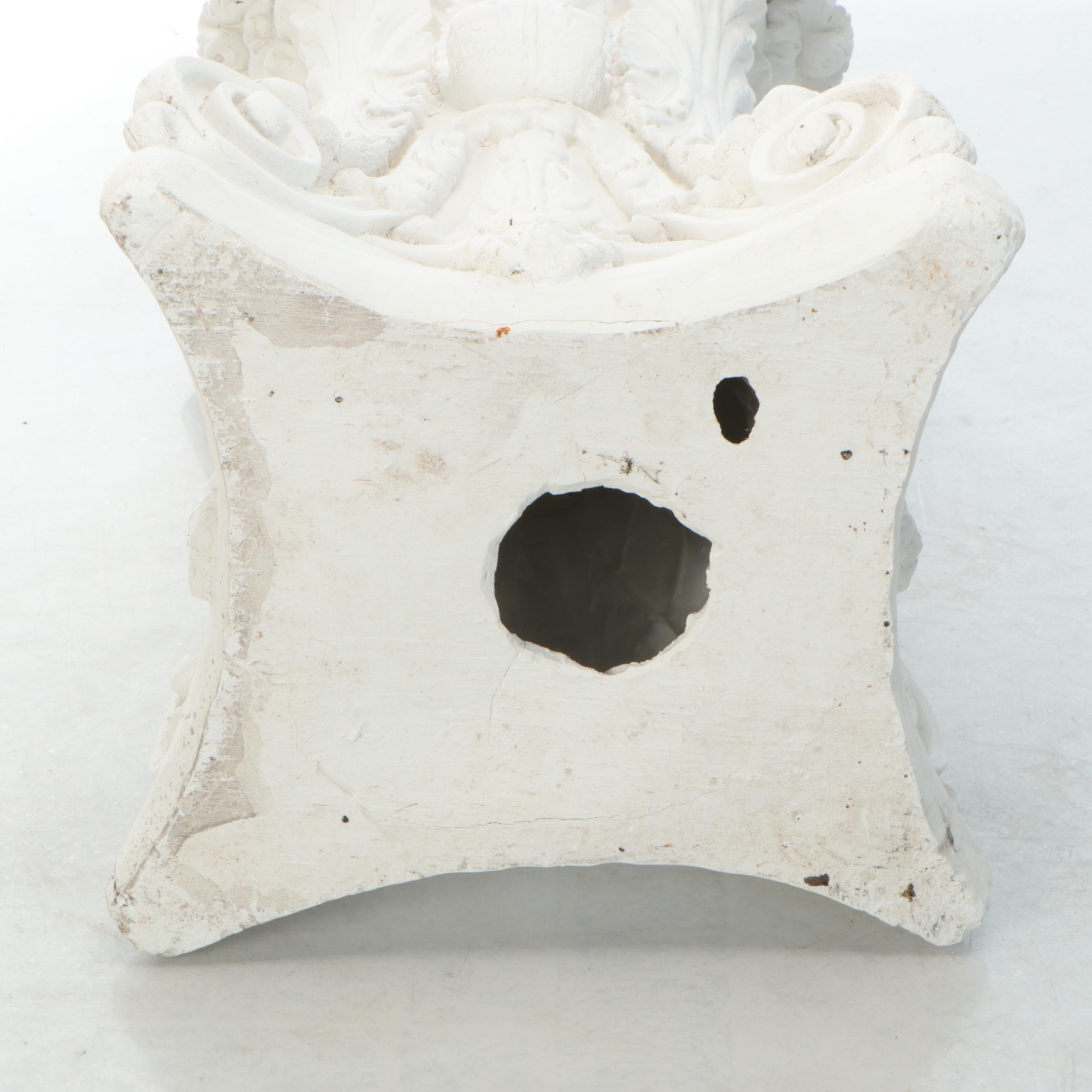 Neoclassical Style Plaster Addorsed Capital Pedestal