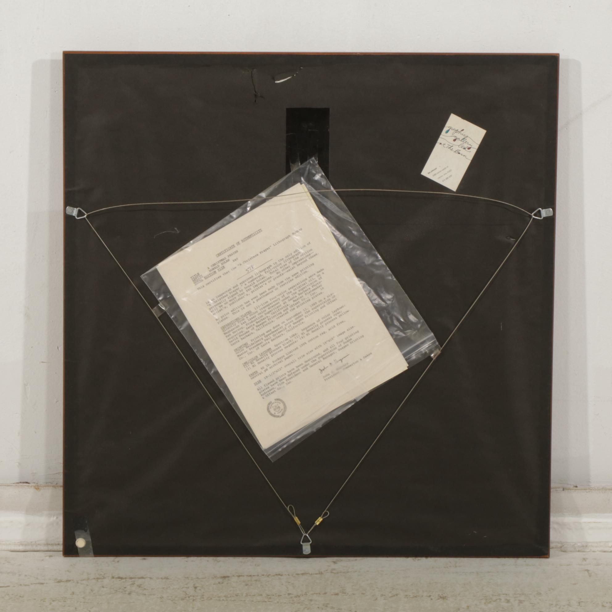 Donald Zolan "A Christmas Prayer" Offset Lithograph, 1989