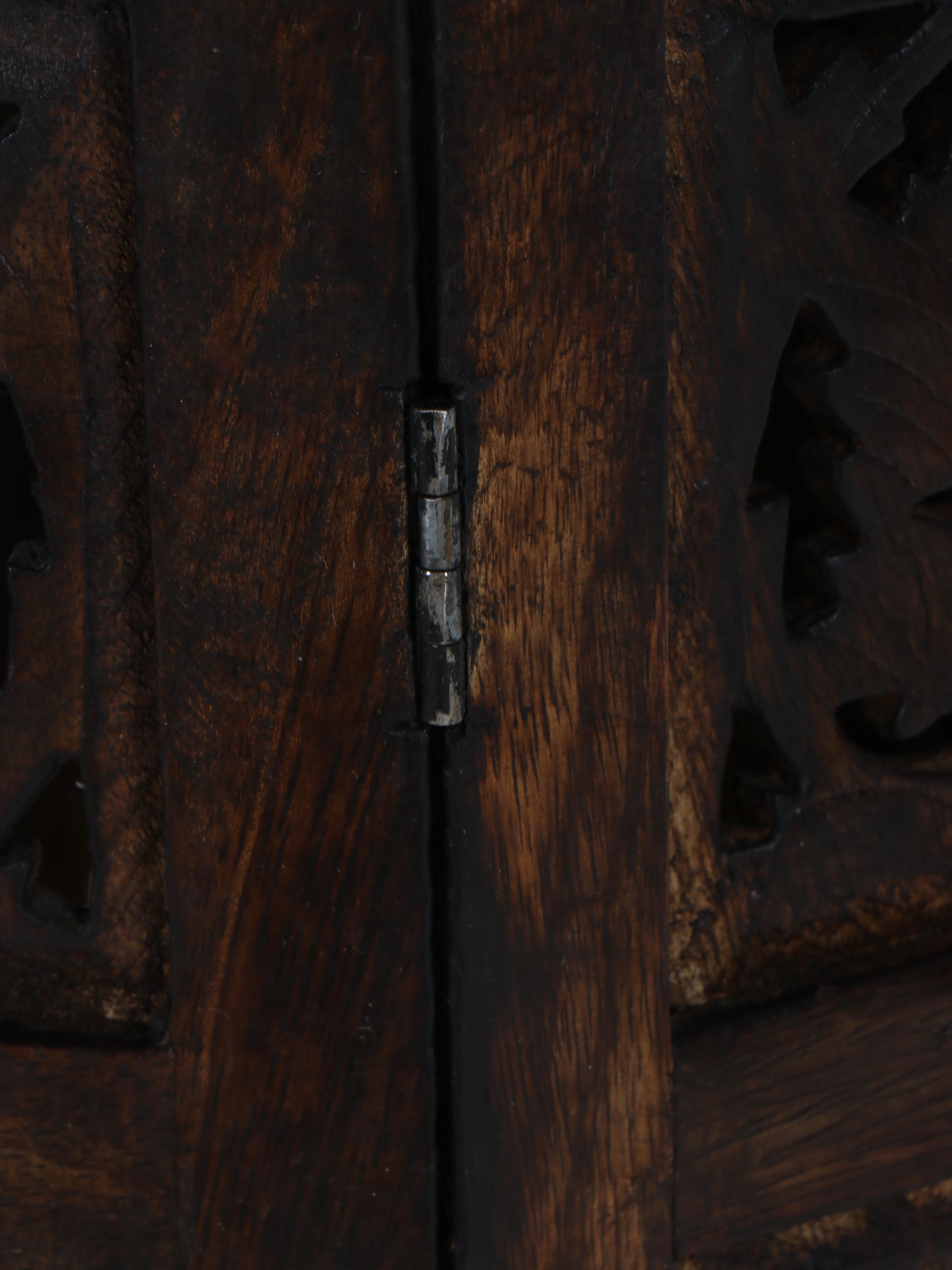 Southeast Asian Style Carved Wood Collapsible Table