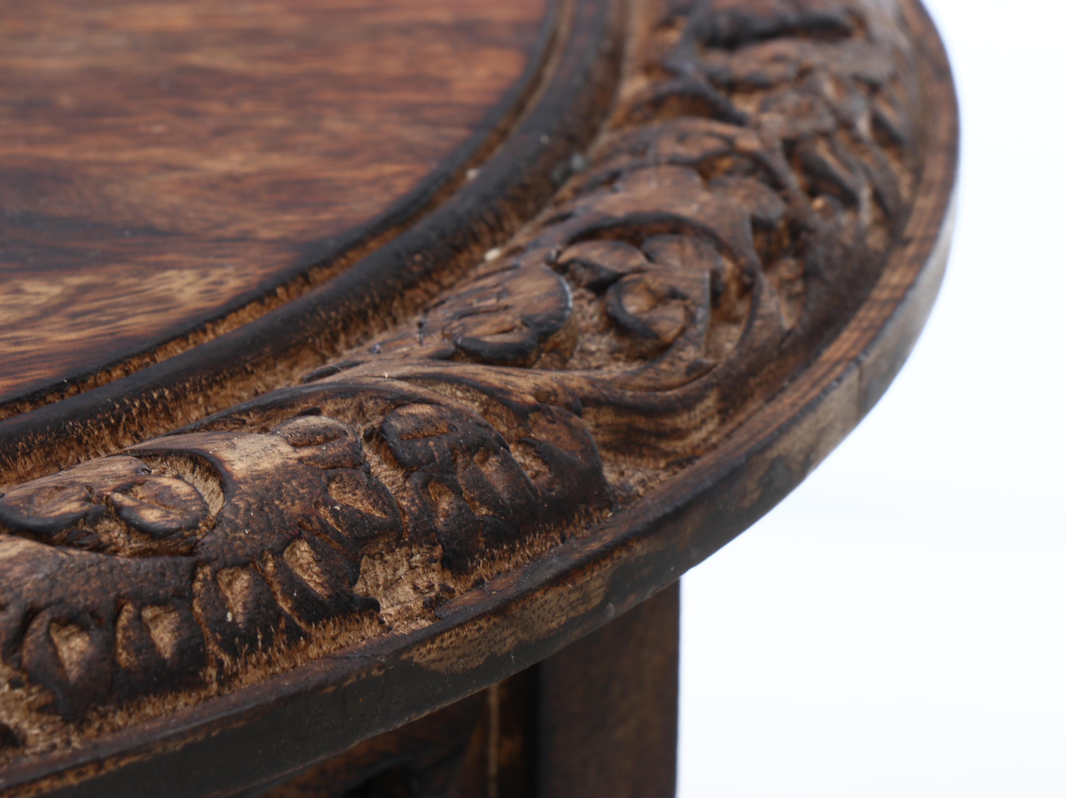 Southeast Asian Style Carved Wood Collapsible Table