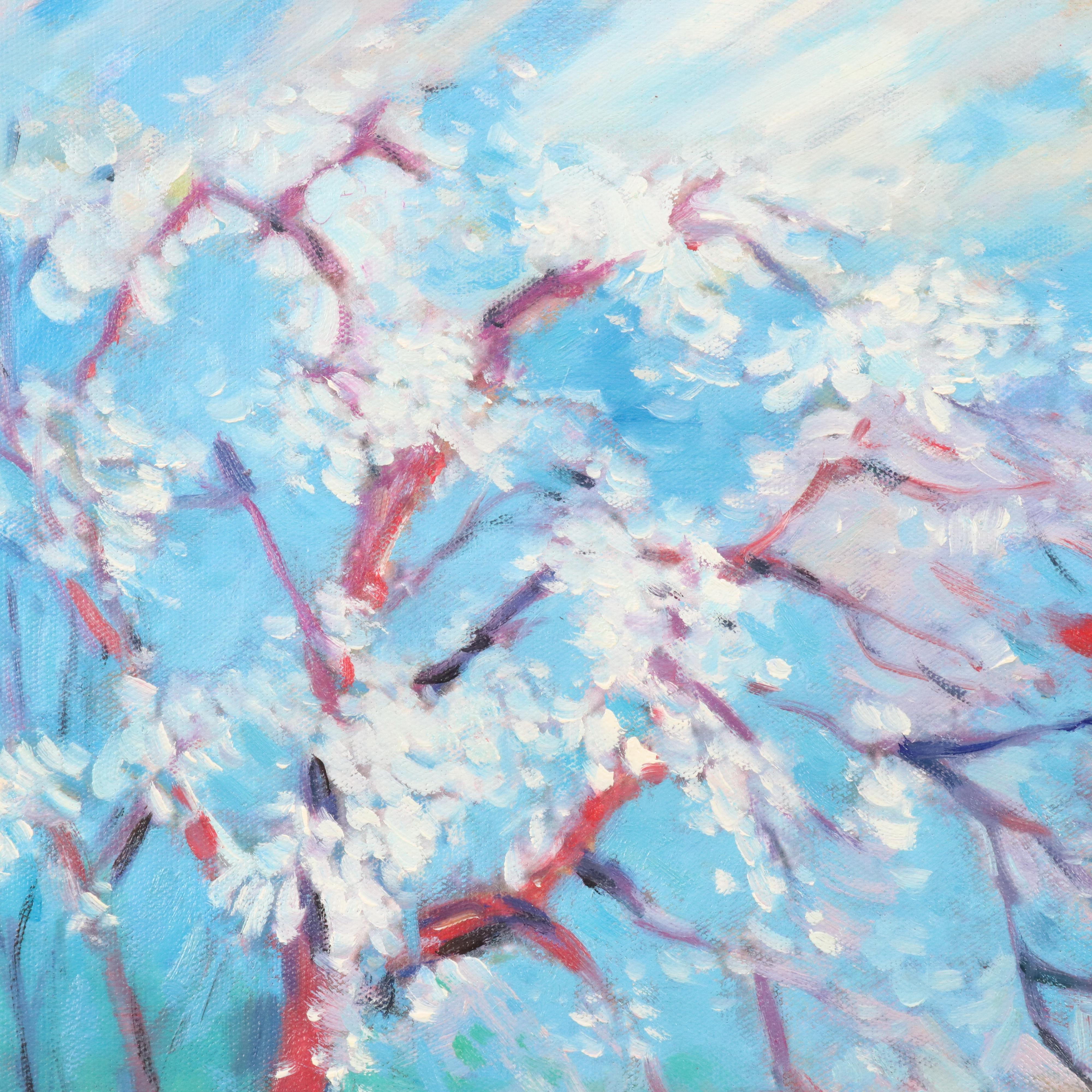 N. Ming Fauvist Inspired Oil Painting of Blossoming Tree, 21st Century