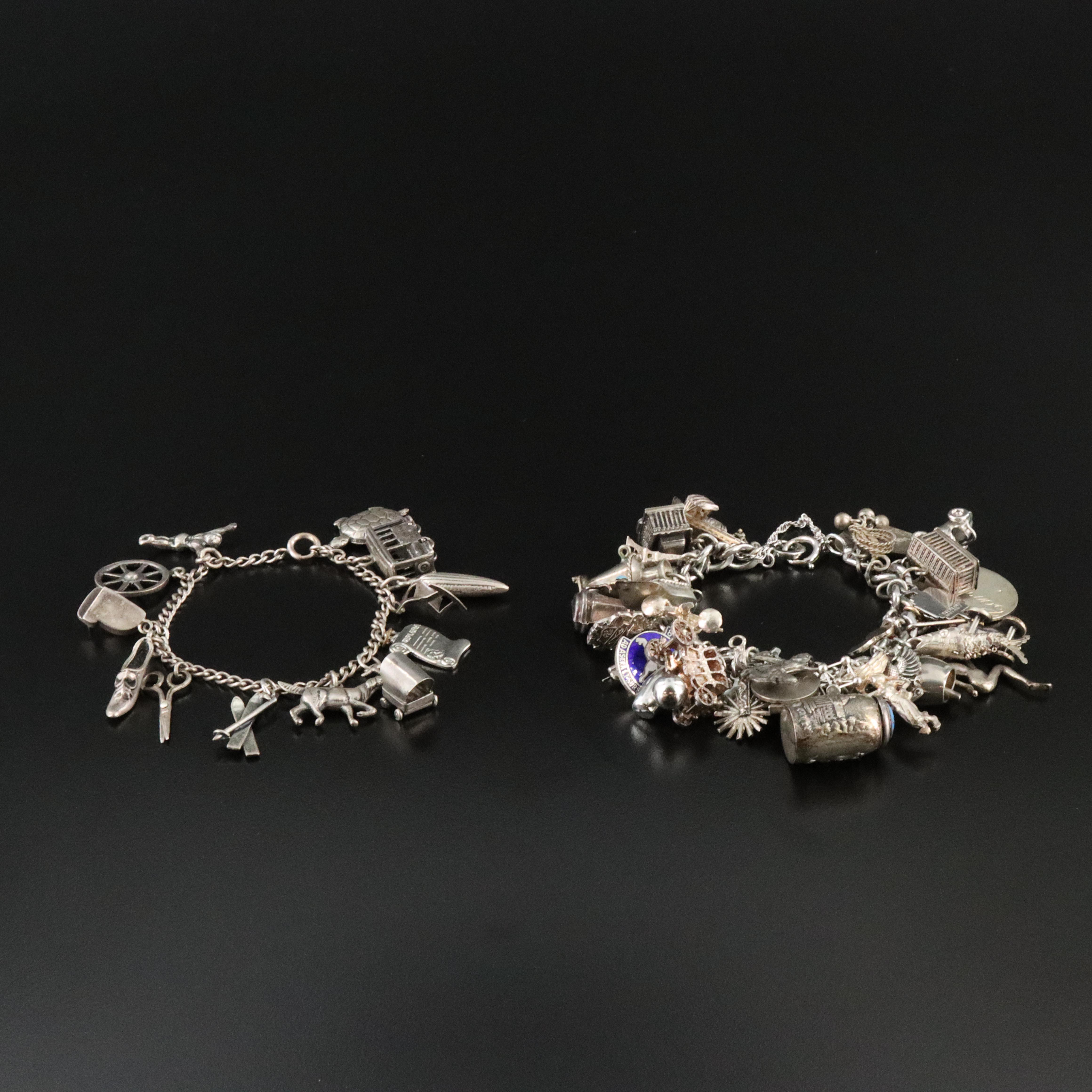 Charm Bracelets Including Vintage, Articulated, Travel and Sterling