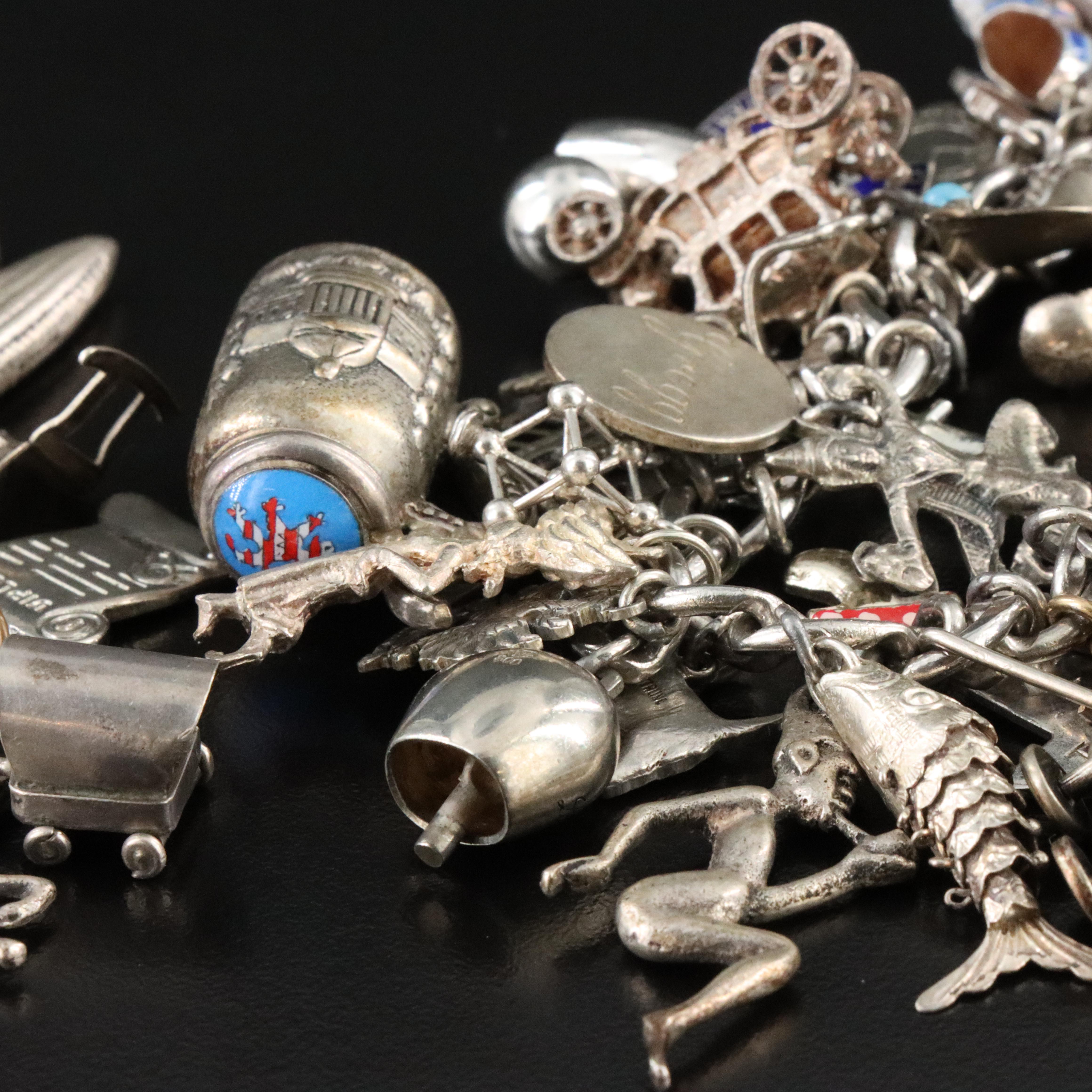 Charm Bracelets Including Vintage, Articulated, Travel and Sterling