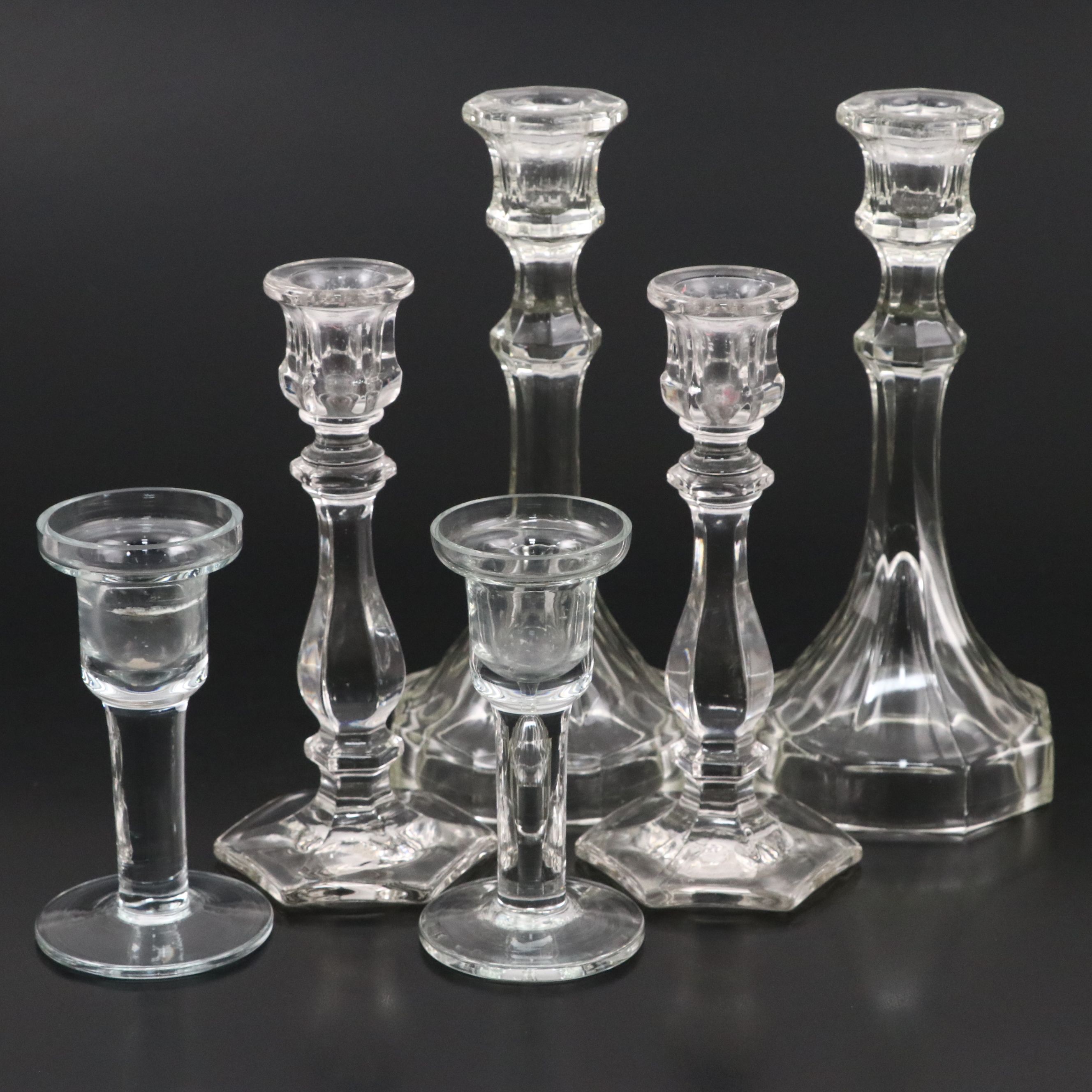 Sets of  Glass Candle Holders, Mid to Late 20th Century