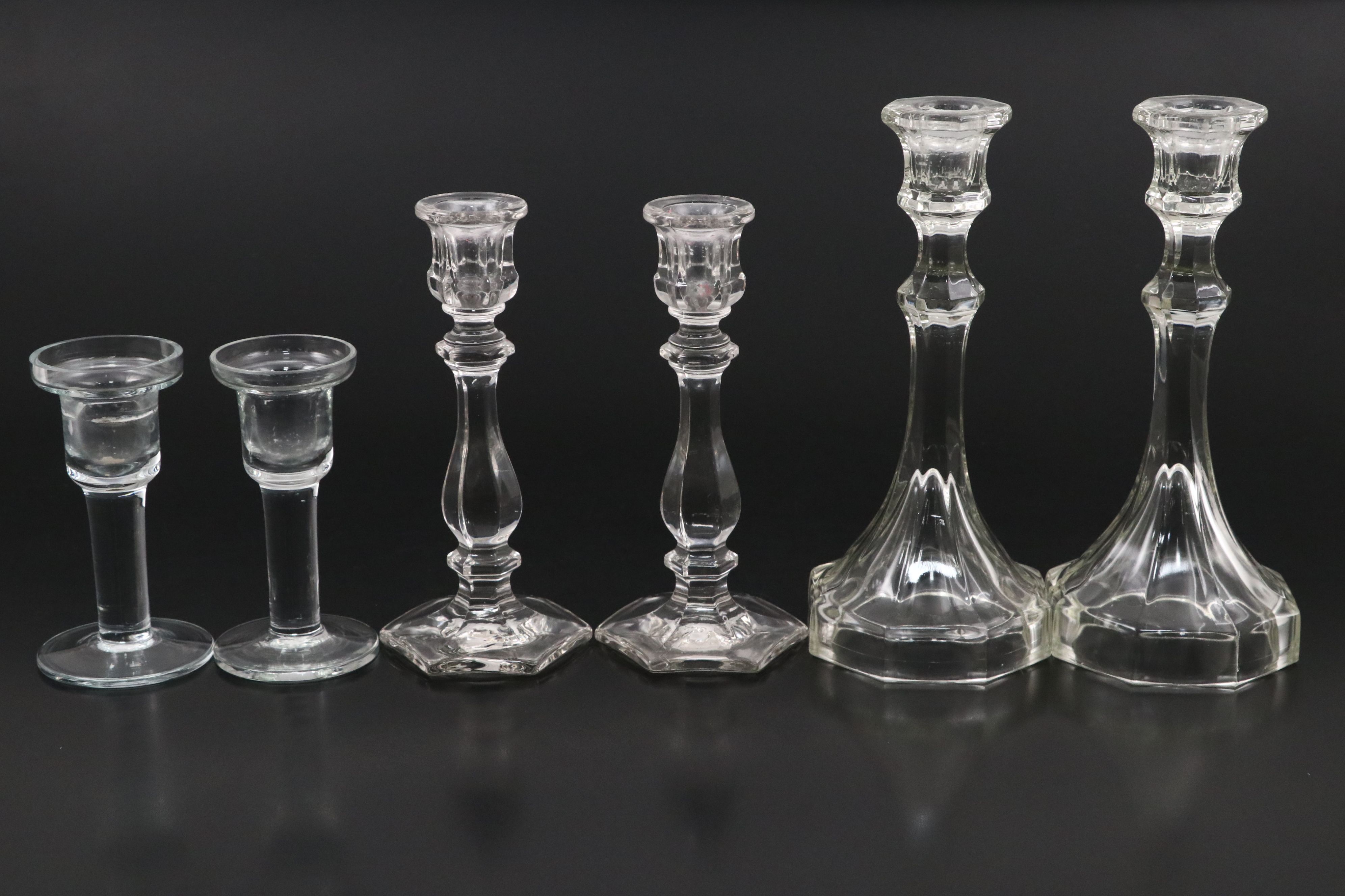Sets of  Glass Candle Holders, Mid to Late 20th Century