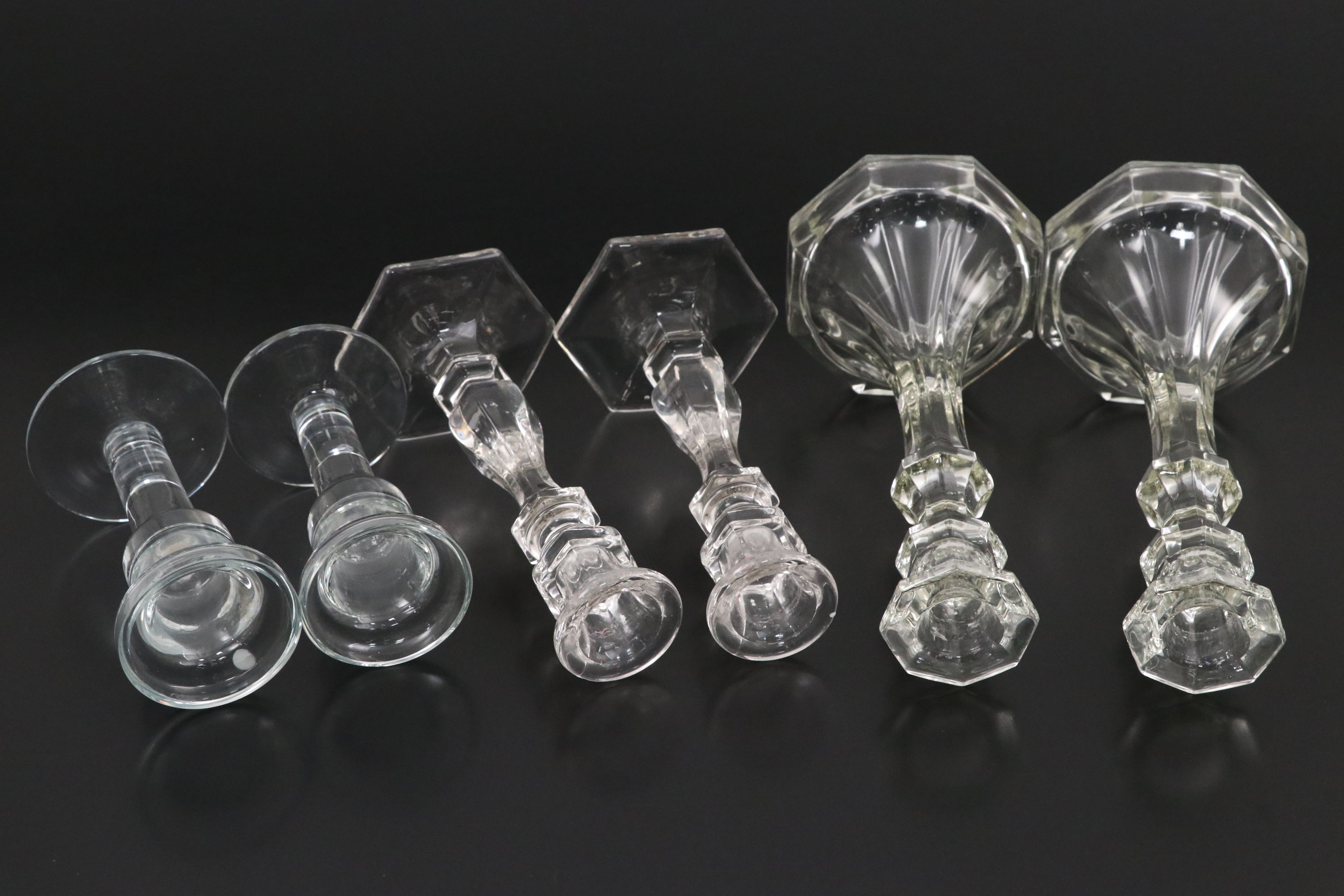 Sets of  Glass Candle Holders, Mid to Late 20th Century