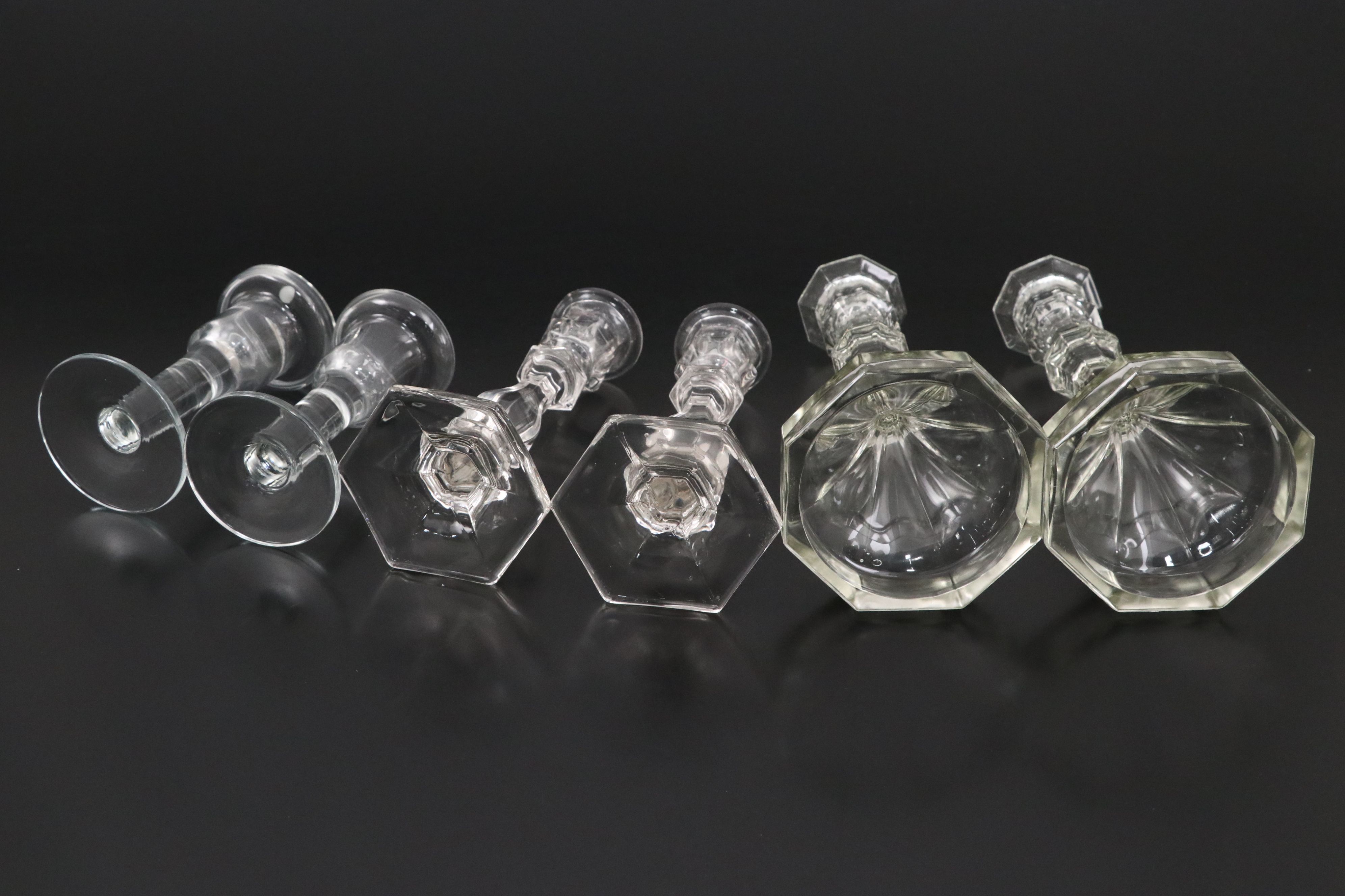 Sets of  Glass Candle Holders, Mid to Late 20th Century