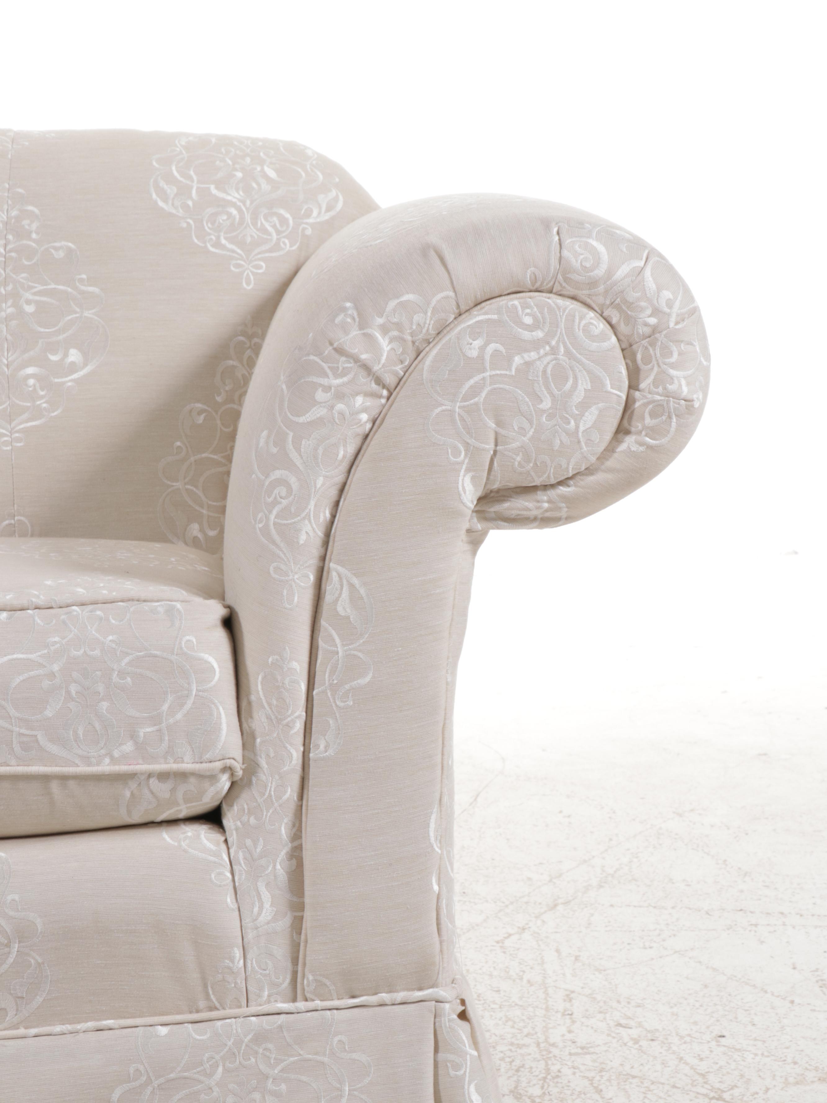 Upholstered Scrolled Arm Loveseat